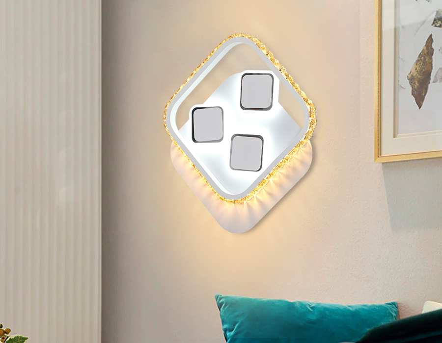 Настенный светодиодный светильник с выключателем Ambrella FA265 SWH/TI белый песок/янтарь LED 3000K+6400K 20W 310*270*50