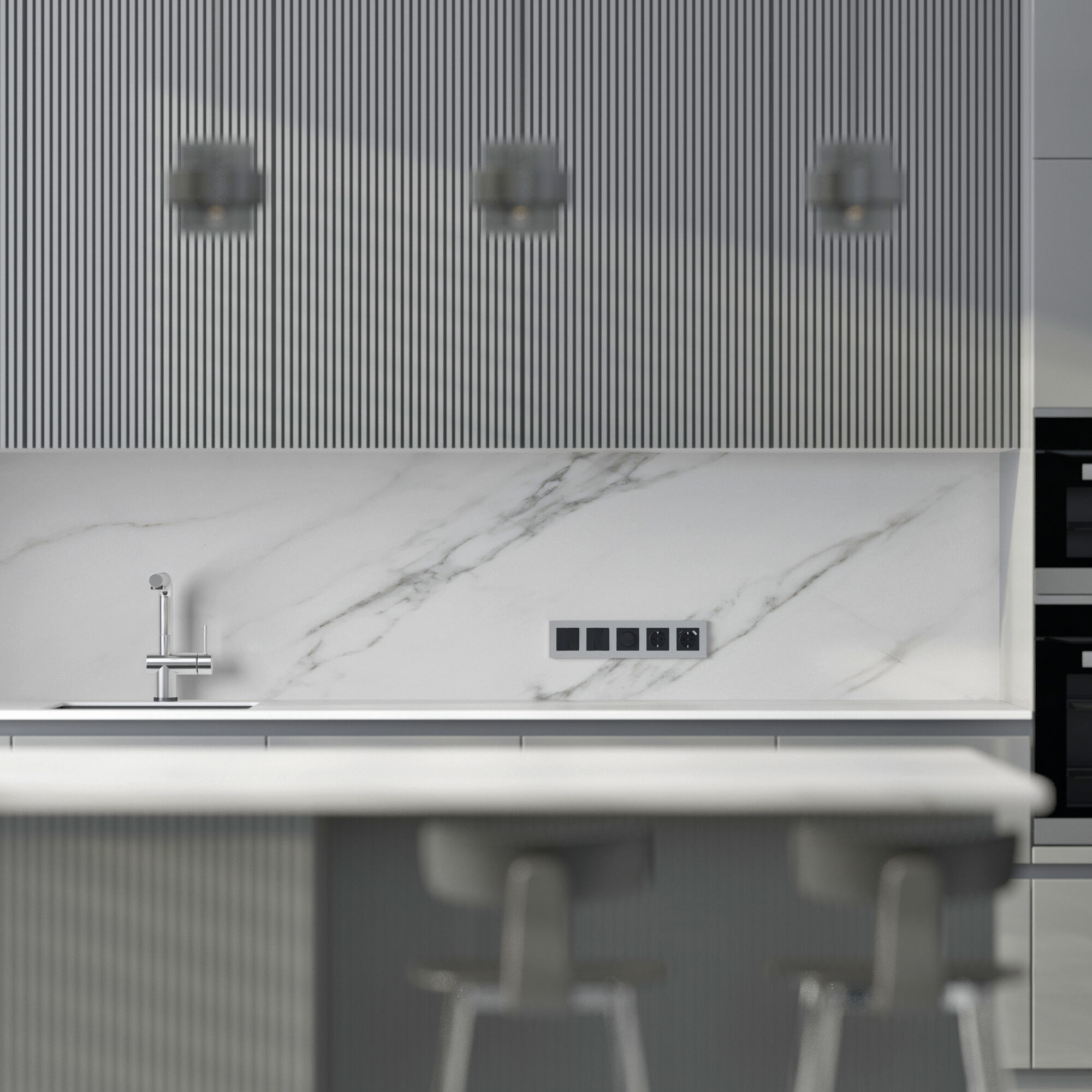 Рамка на 5 постов Slab (серебро софт) W0052965