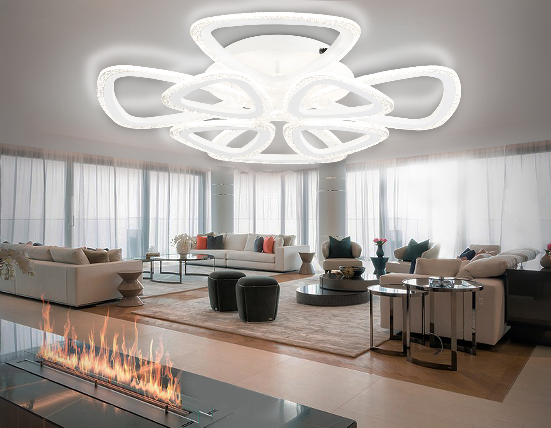 Потолочный LED светильник FA4515/4+4 WH белый 106W 4200K/3000K/6400K D640*125 (ПДУ ИК)