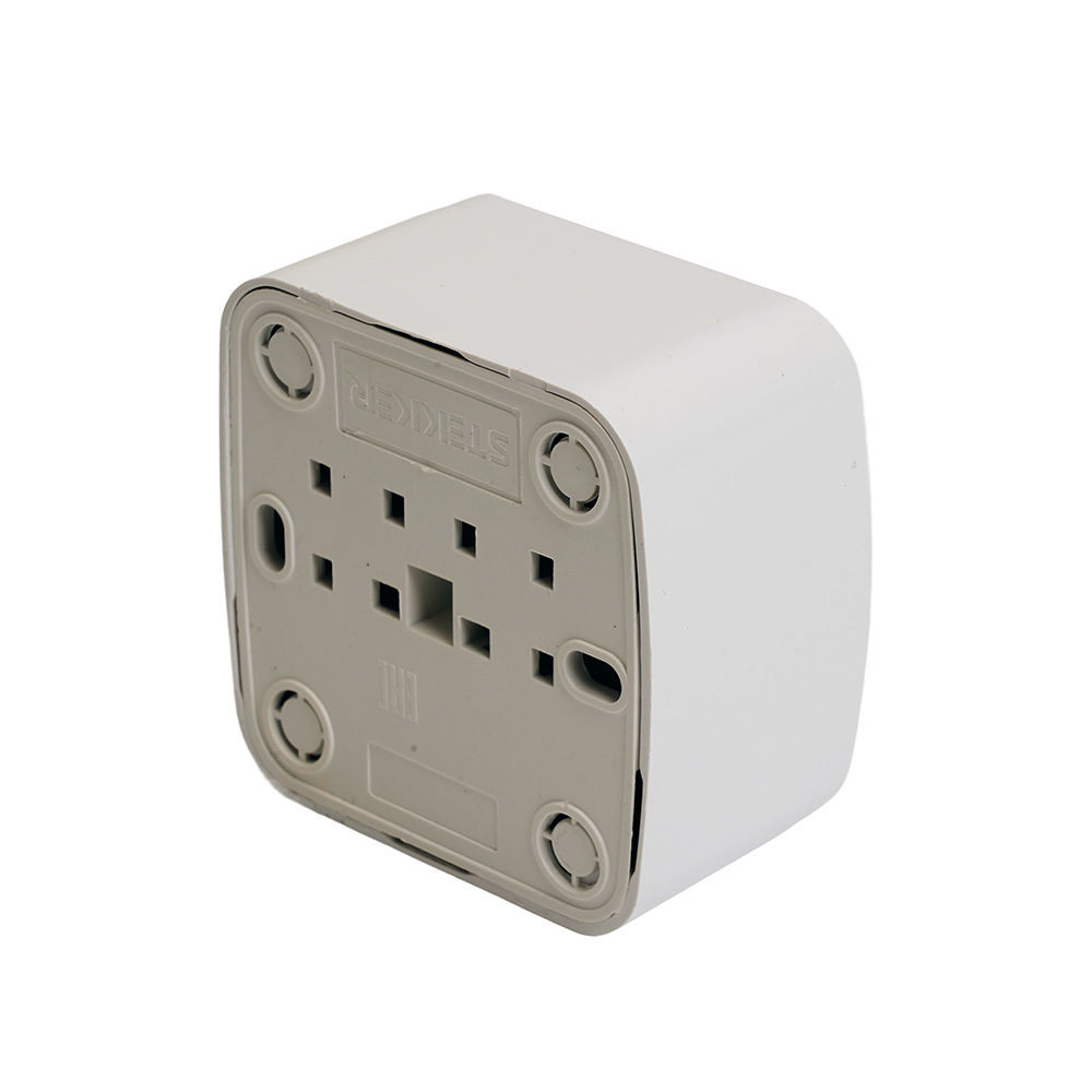 Розетка накладная 1-местная б/з STEKKER, PST10-501-20, пластик АВS, 250В, 16А, IP20, серия Basic, белый