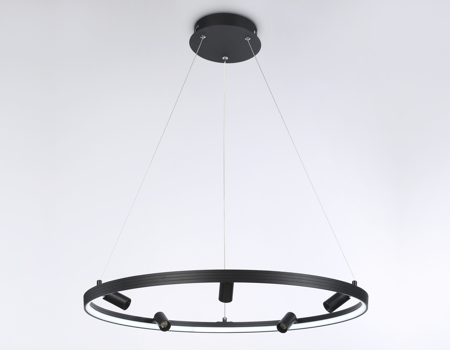 Подвесной LED светильник FL5289/1+5 BK черный 72W 3000K/4200K/6400K+4200K D700*1200 (ПДУ ИК)