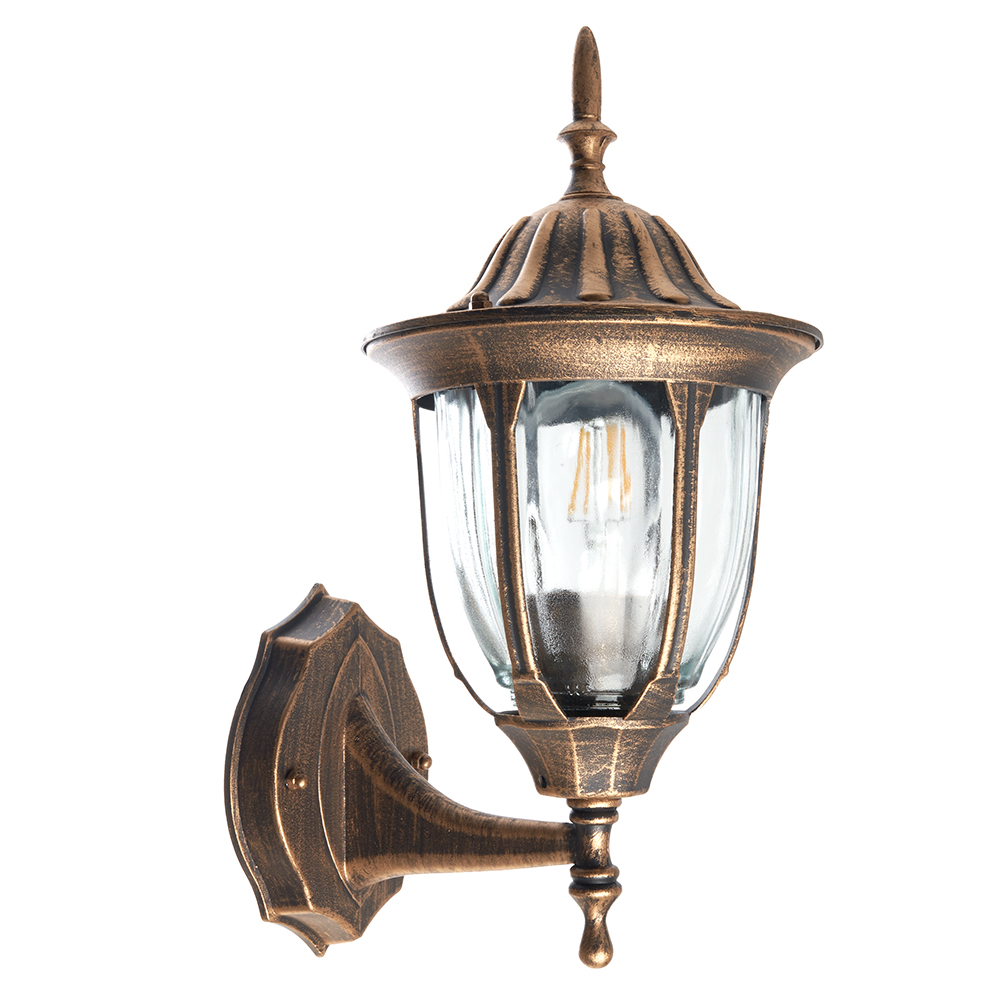 Светильник садово-парковый Feron PL6301 шестигранный на стену вверх 60W E27 230V, черное золото Светильник садово-парковый Feron PL6301 шестигранный на стену вверх 60W E27 230V, черное золото