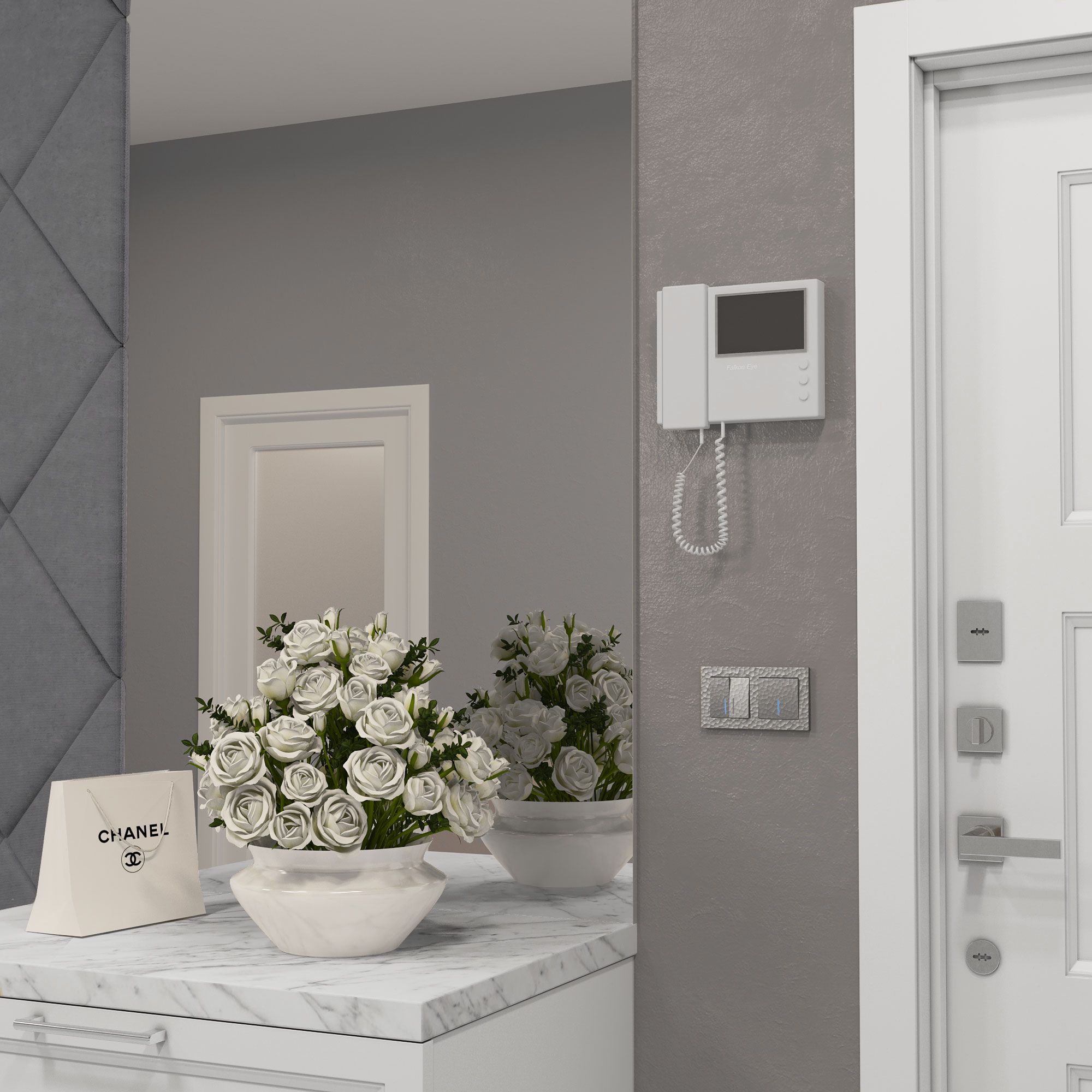 Выключатель двухклавишный с подсветкой Werkel Hammer (серебряный) / W1220106 / a052087