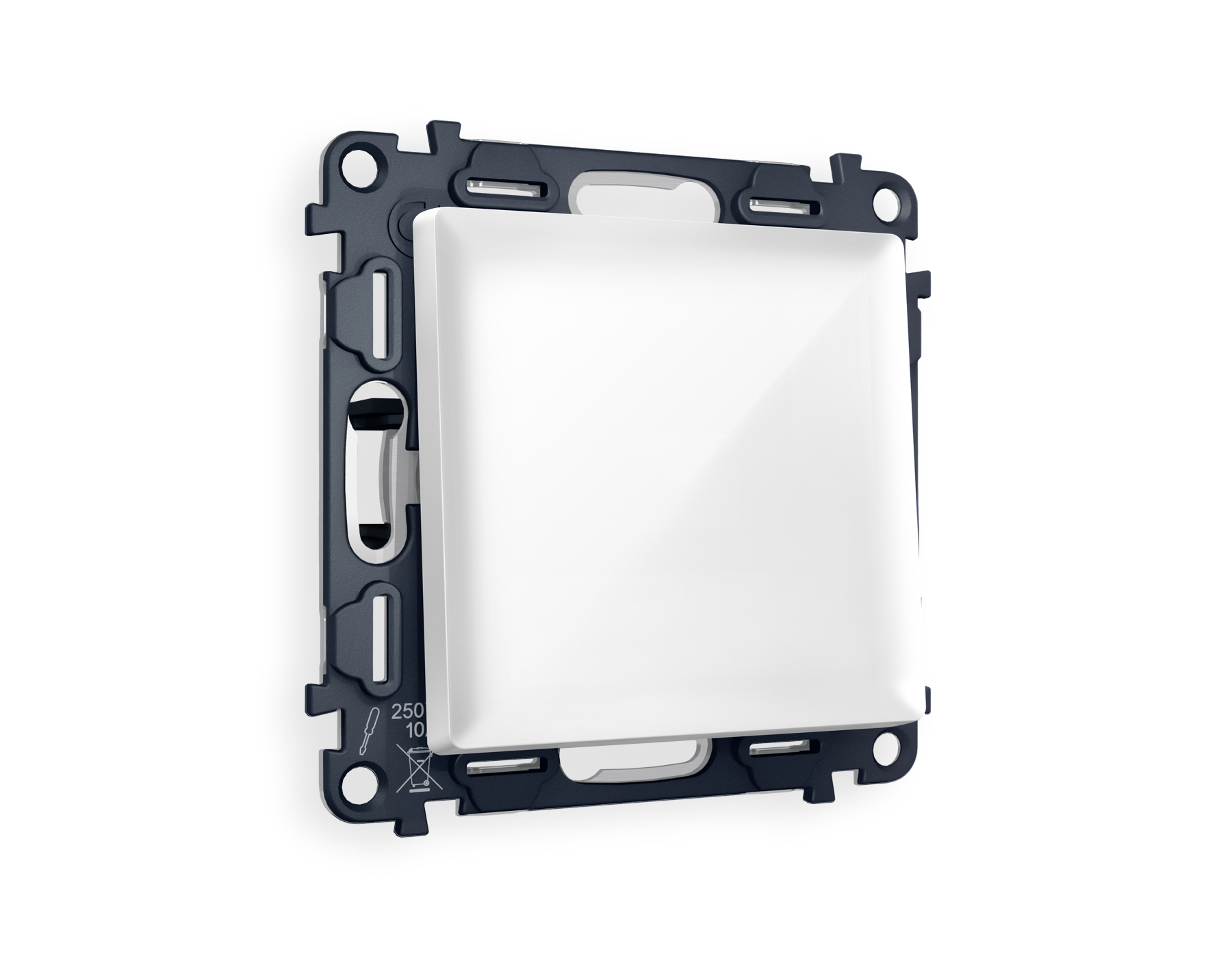 MA101020 Комплект механизма 1-кл проходного выключателя ALFA Белый глянец QUANT (AP1010, VM105)