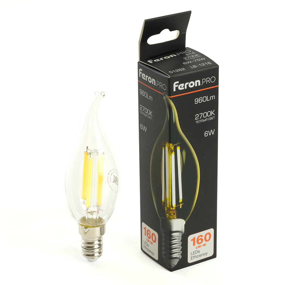 Лампа светодиодная Feron.PRO LB-1216 Свеча на ветру E14 960LM 6W 175-265V 2700K Лампа светодиодная Feron.PRO LB-1216 Свеча на ветру E14 960LM 6W 175-265V 2700K