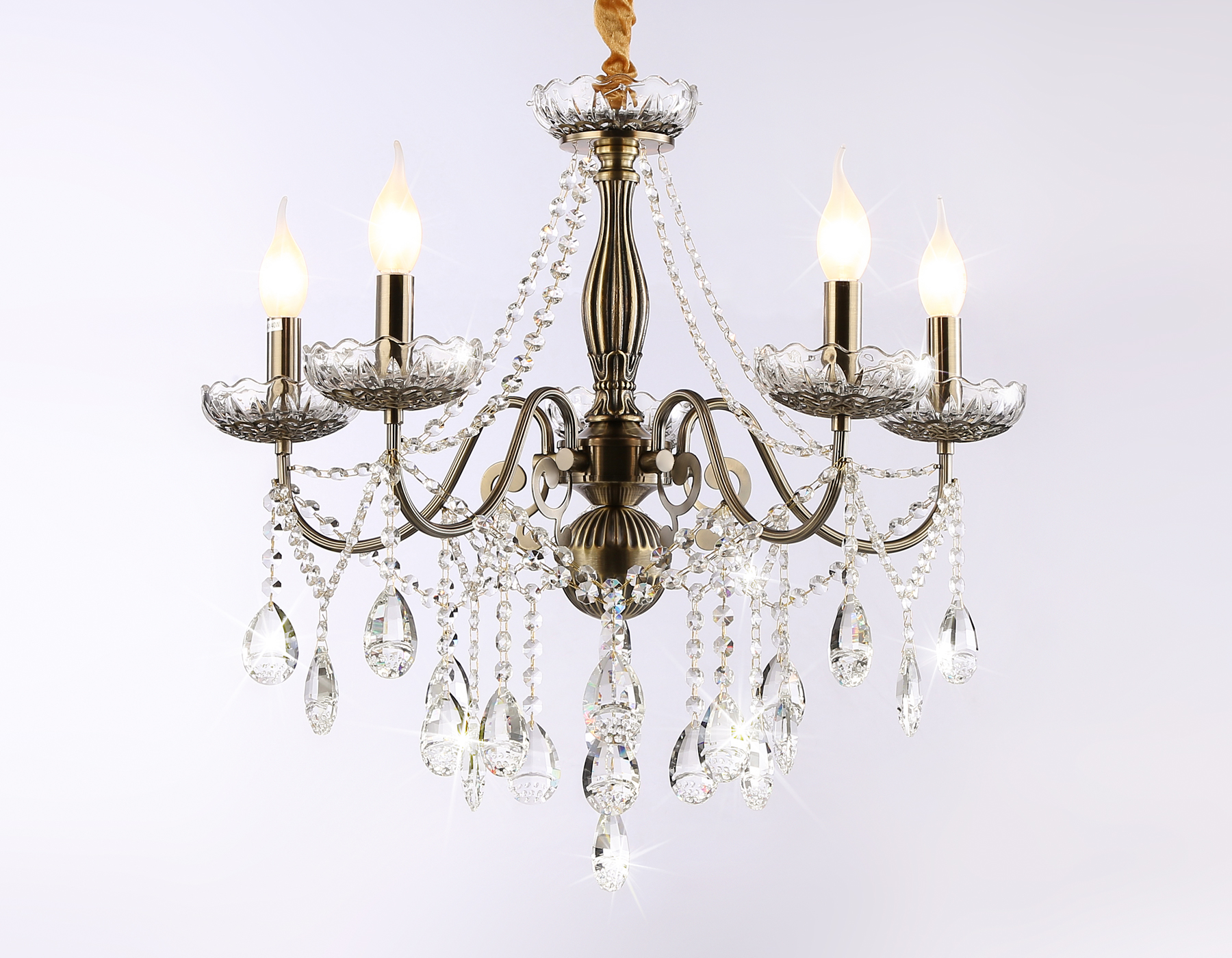 Подвесная люстра TR4949/5 SB/CL бронза/прозрачный E14/5 max 40W D620*585