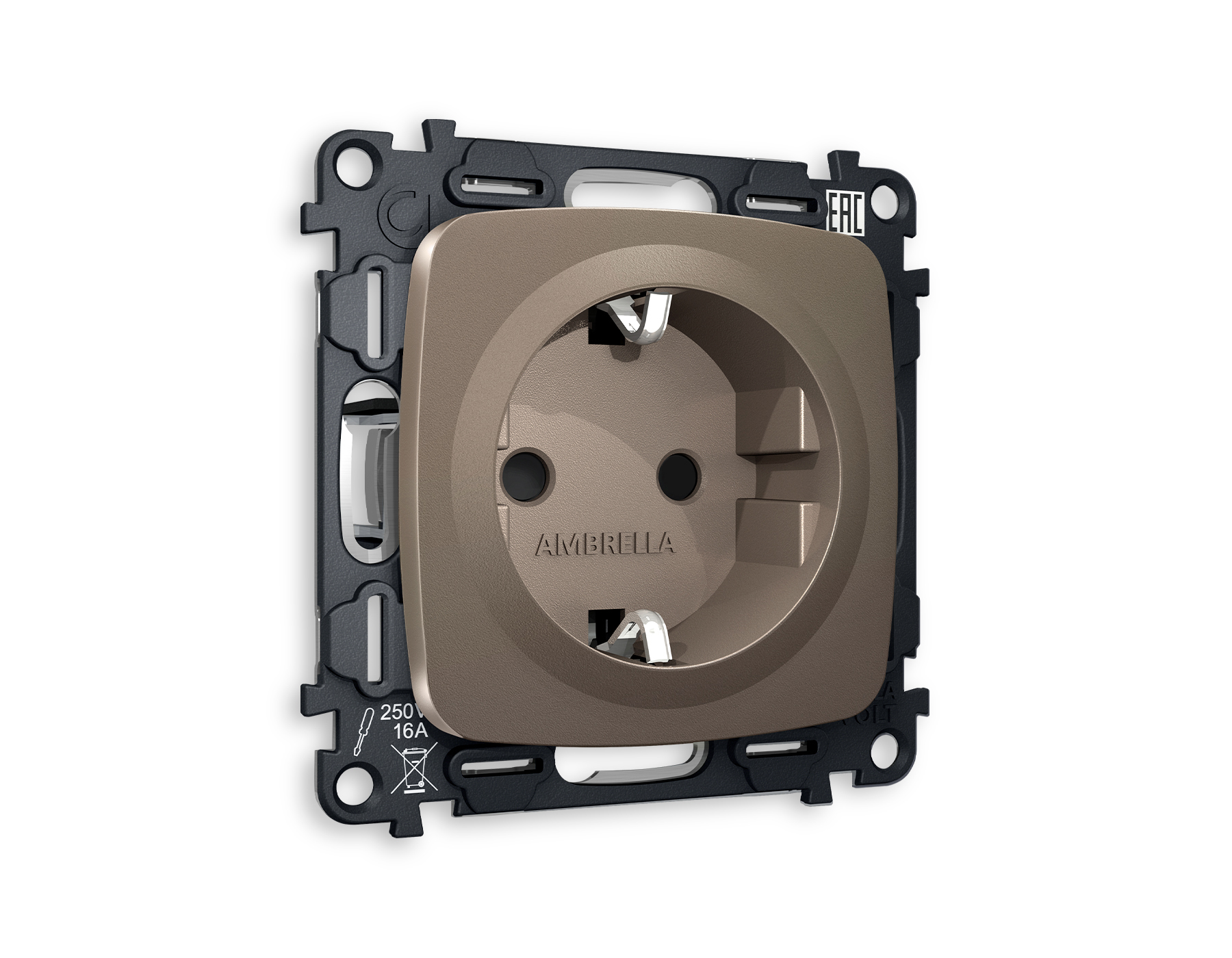 MO637010 Комплект механизма электрической розетки OMEGA Темная бронза матовый с/з с шторками QUANT (OP6370, VM141)