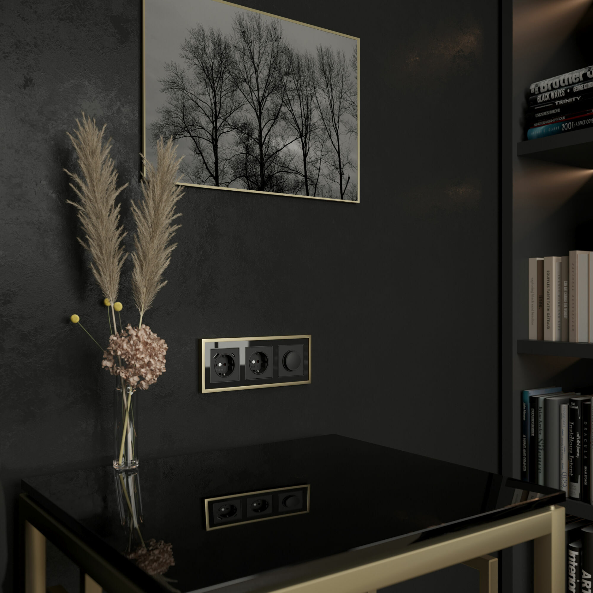 Рамка на 3 поста Baguette Werkel (черный/латунь) W0032852