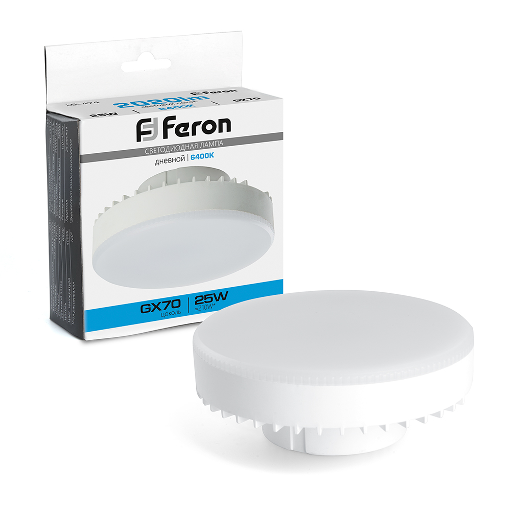 Лампа светодиодная Feron LB-474 GX70 25W 6400K Лампа светодиодная Feron LB-474 GX70 25W 6400K