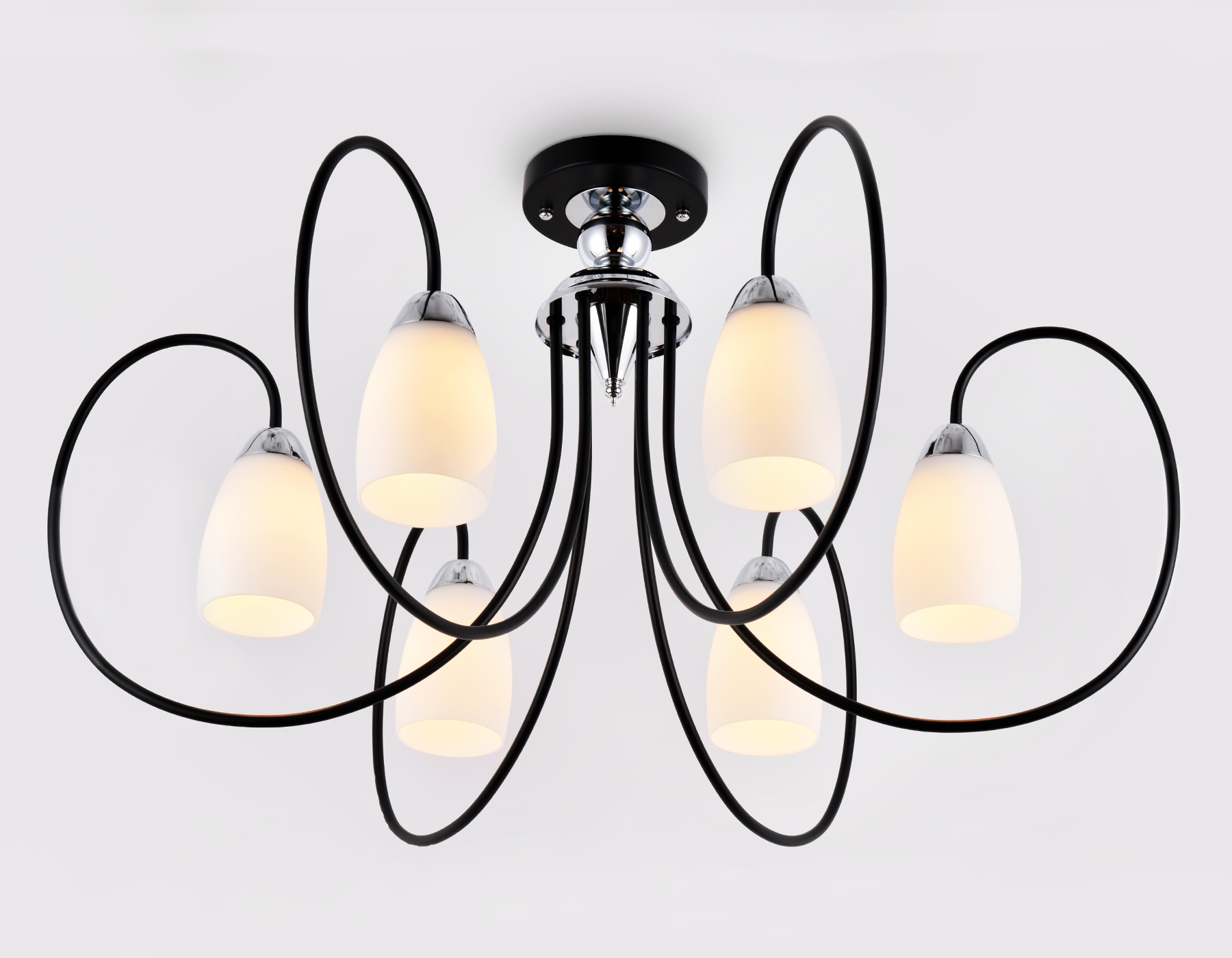 Потолочная люстра Ambrella TR3121/6 черный/хром E27 max 40W D850*480