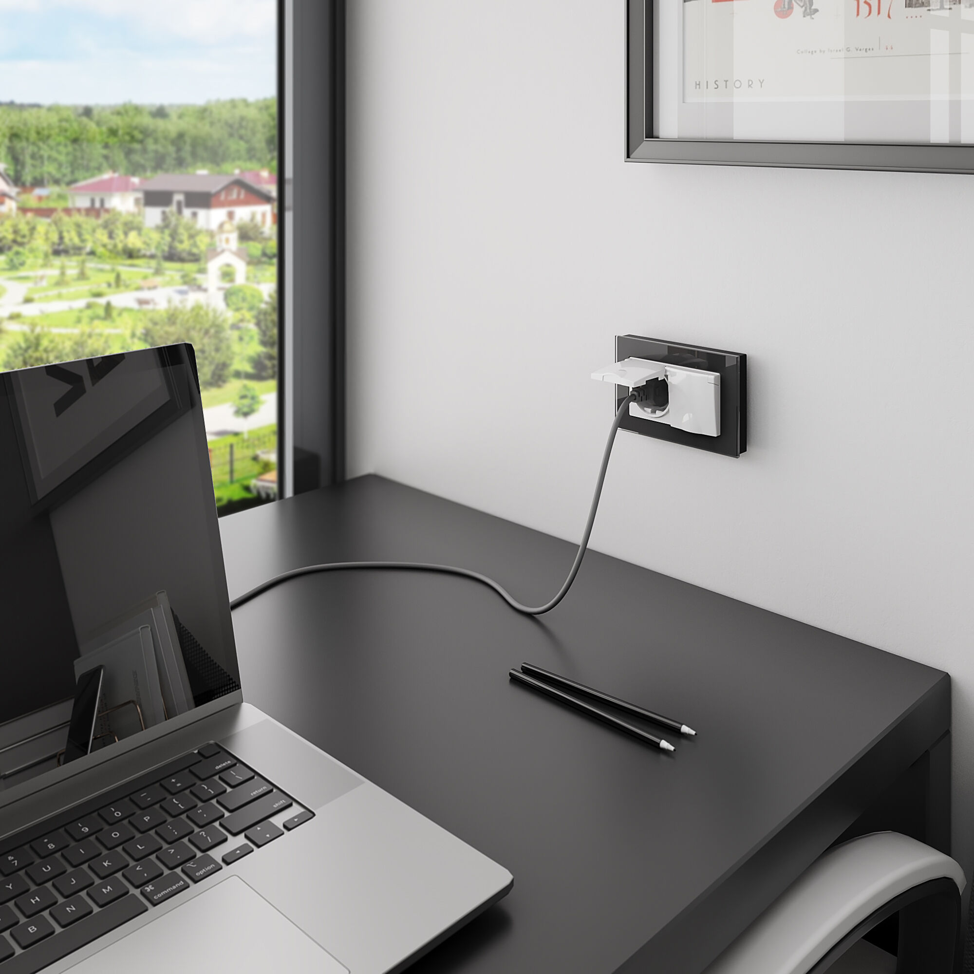 Рамка WERKEL Favorit для двойной розетки (черный) WL01-Frame-01-DBL / W0081108 / a040287