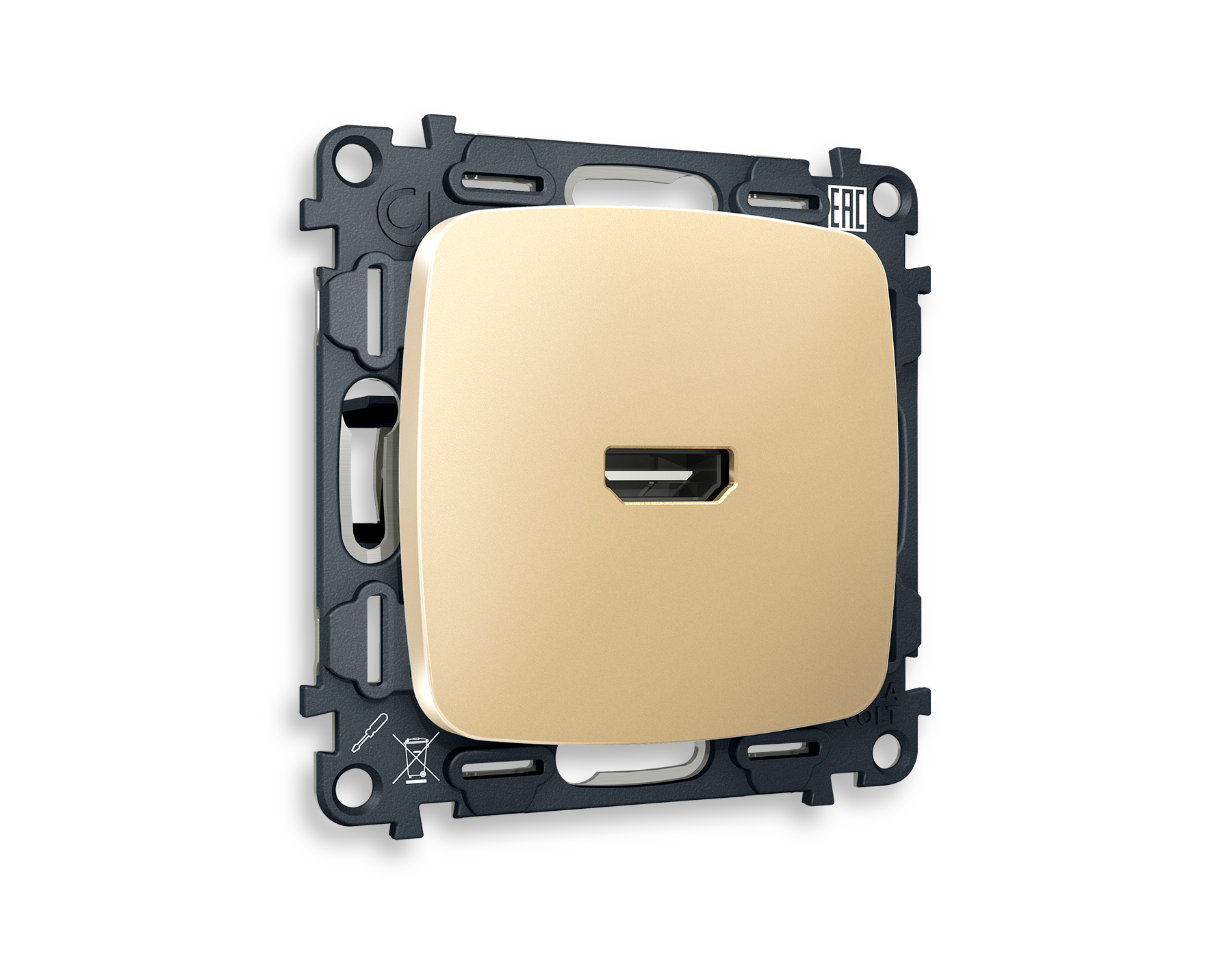 MO614010 Комплект механизма розетки HDMI 2.0 OMEGA Шампань 40V/500mA 2.0GHz 5-18Gbit/s QUANT (OP6140, VM222)