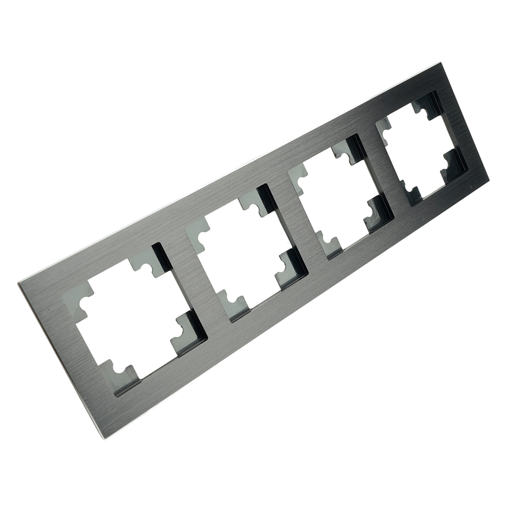 Рамка 4-местная, металл, STEKKER MFR00-7004-05, серия Катрин, черный