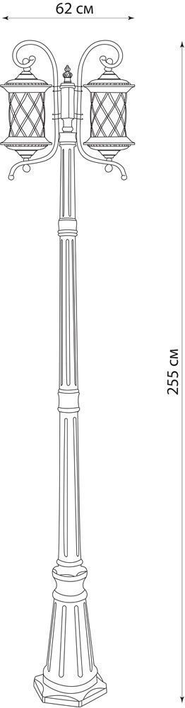 Светильник садово-парковый Feron PL5038 столб круглый 2*100W 230V E27, черное золото Светильник садово-парковый Feron PL5038 столб круглый 2*100W 230V E27, черное золото