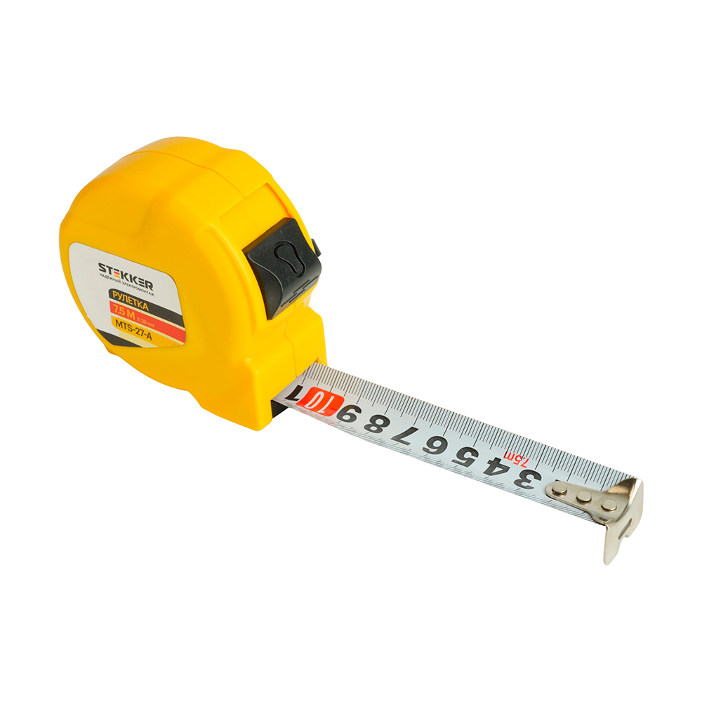 Рулетка, 7,5 м х 25 мм, II класс точности, пластик MTS-27-А