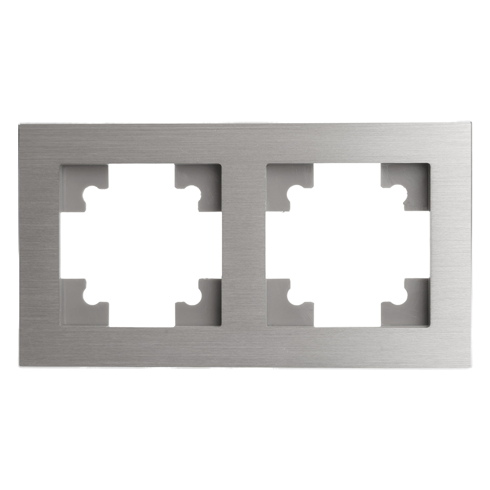 Рамка 2-местная, металл, STEKKER, MFR00-7002-03 , серия Катрин, серебро