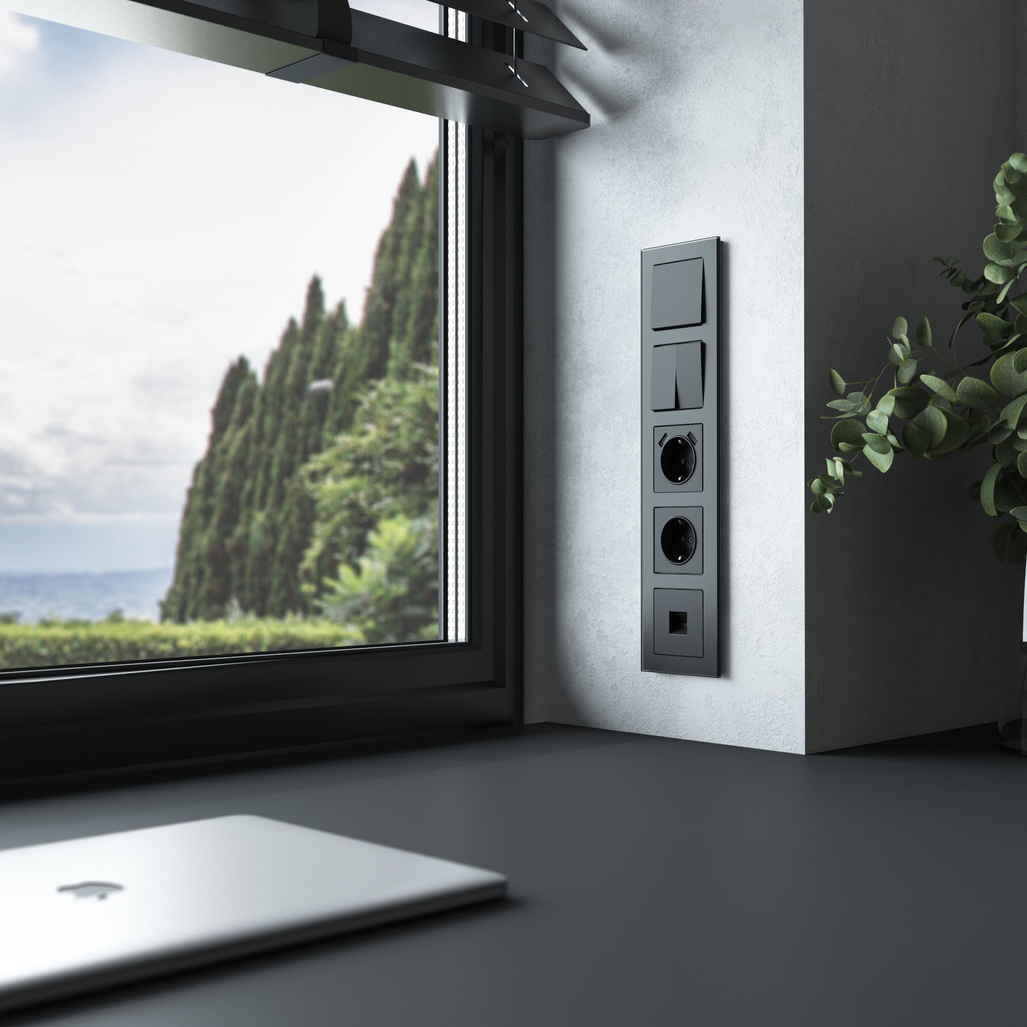 W0053108/ Рамка на 5 постов Senso (черный, стекло soft-touch) W0053108