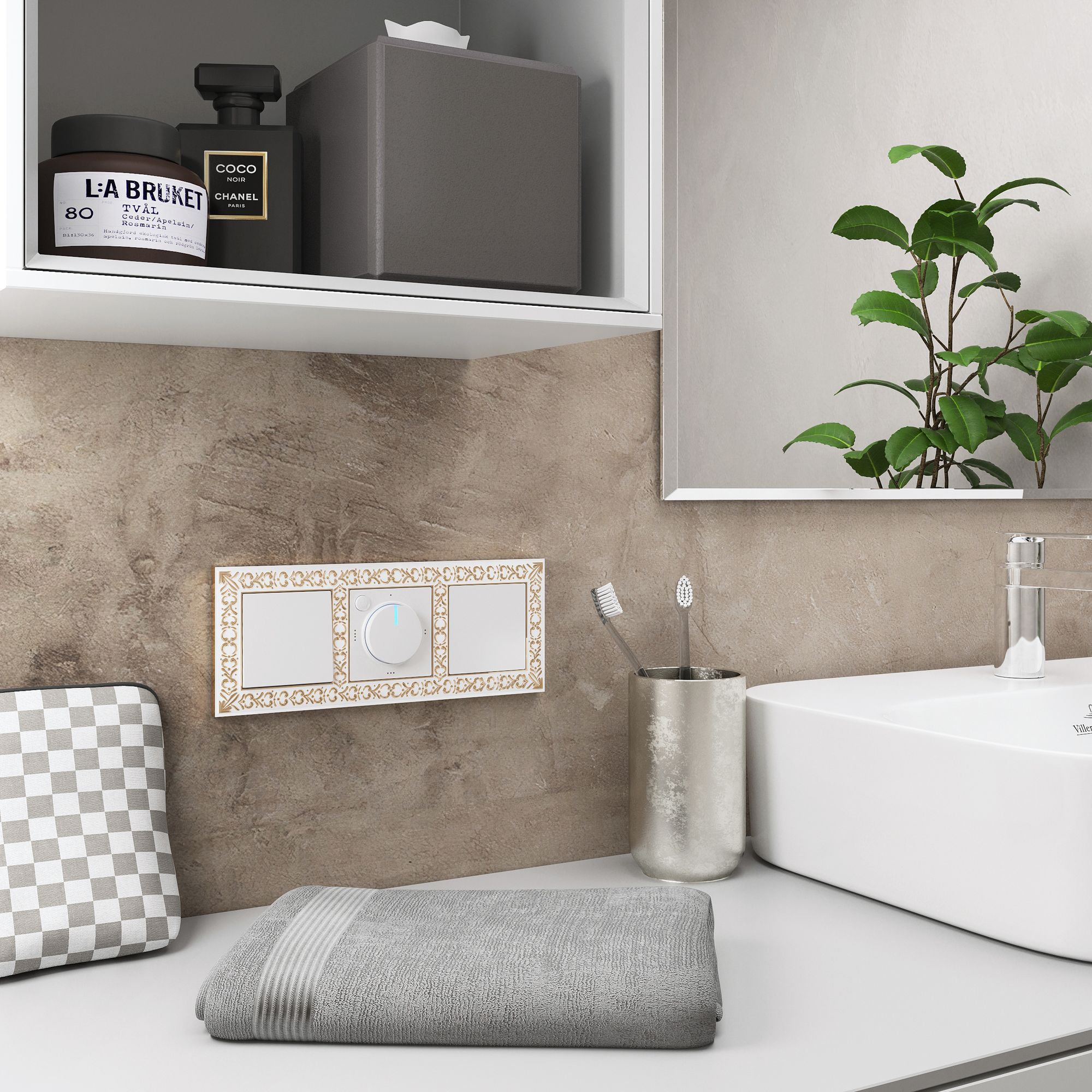 Рамка WERKEL Antik на 3 поста (белое золото) WL07-Frame-03 / W0031523 / a036750