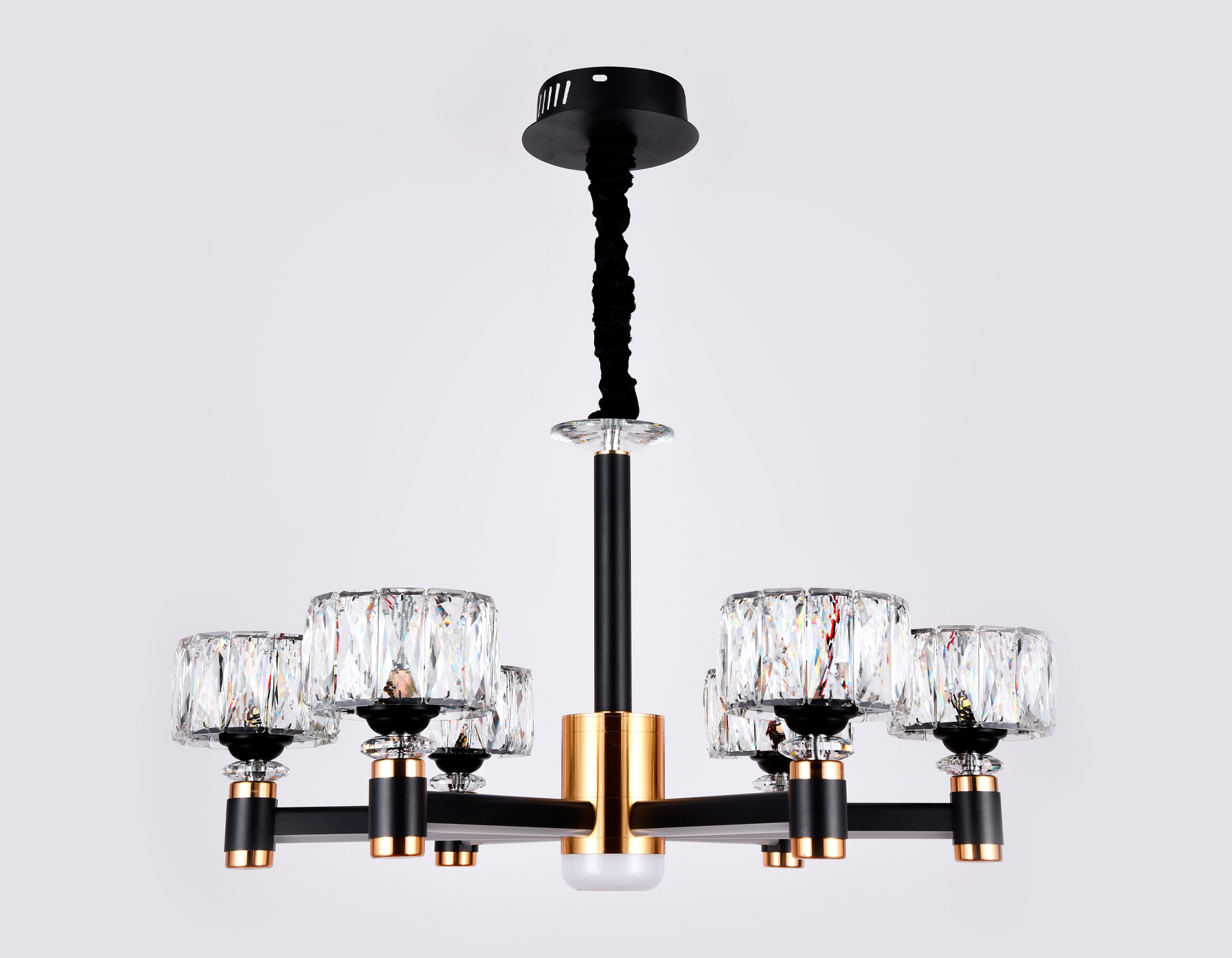 Подвесная светодиодная люстра Ambrella TR4516/6 BK/GD черный/золото 120W D730*370 (Без ПДУ)