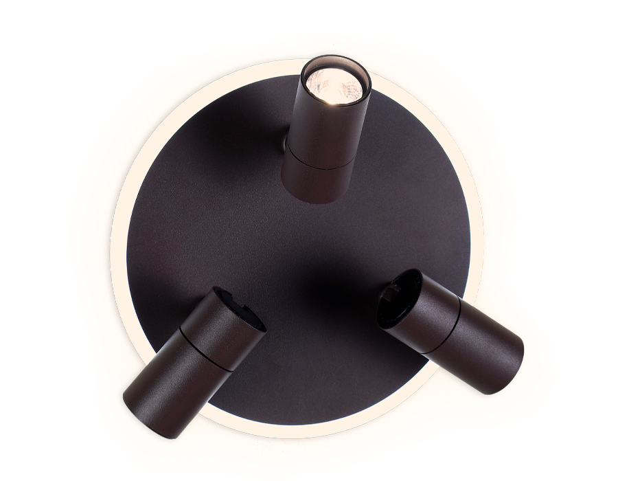 Поворотный настенно-потолочный светодиодный светильник Ambrella FW265/3 SCF кофе песок LED 6400K+4200K 16W+3W*3 D280*120