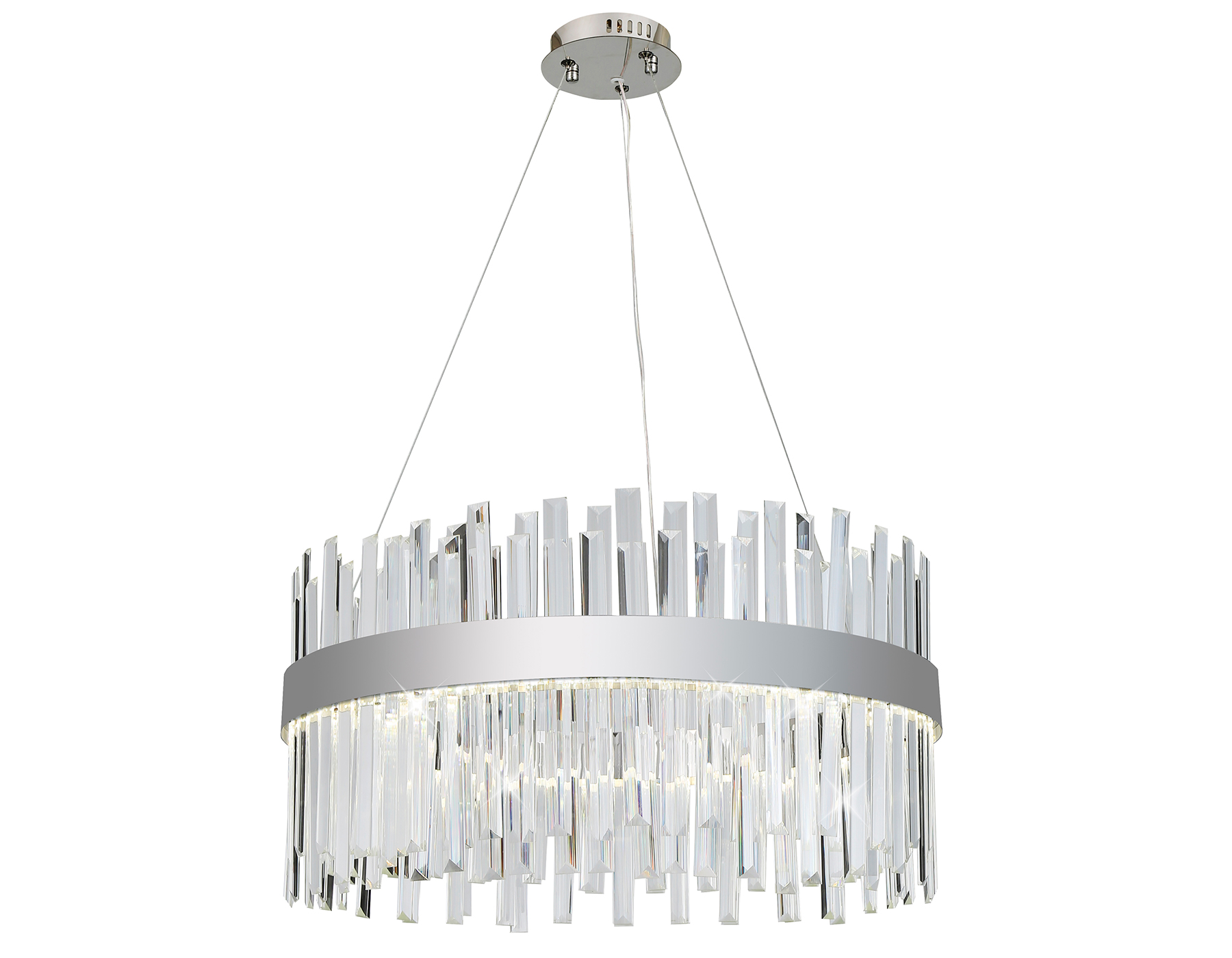 Подвесная светодиодная люстра с хрусталем Ambrella TR5009 CH/CL хром/прозрачный 70W 3000K/4200K/6400K D600*1010 (Без ПДУ)