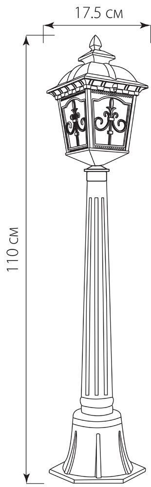 Светильник садово-парковый Feron PL4096 столб четырехгранный 60W E27 230V, черное золото Светильник садово-парковый Feron PL4096 столб четырехгранный 60W E27 230V, черное золото