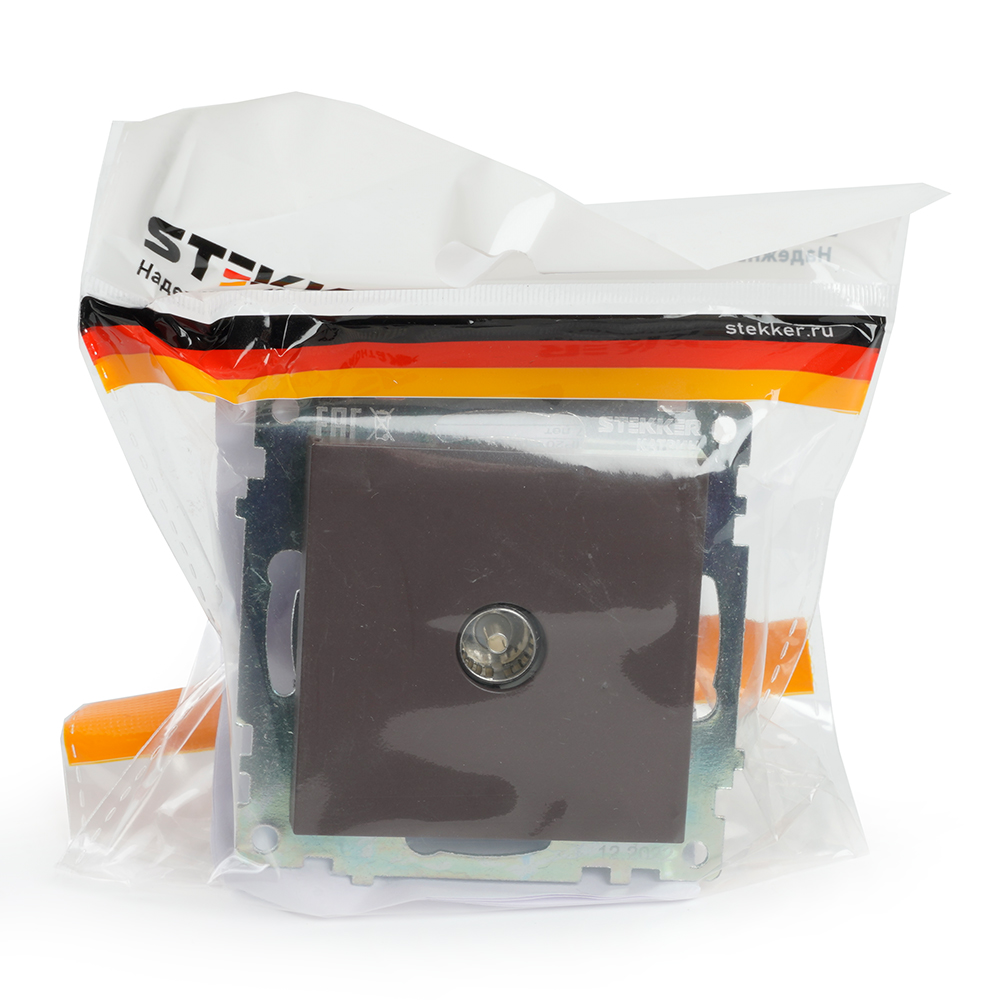 Розетка телевизионная 1-местная (механизм), STEKKER GLS00-7108-05, 75 Ом, 5-862МГц, серия Катрин, черный