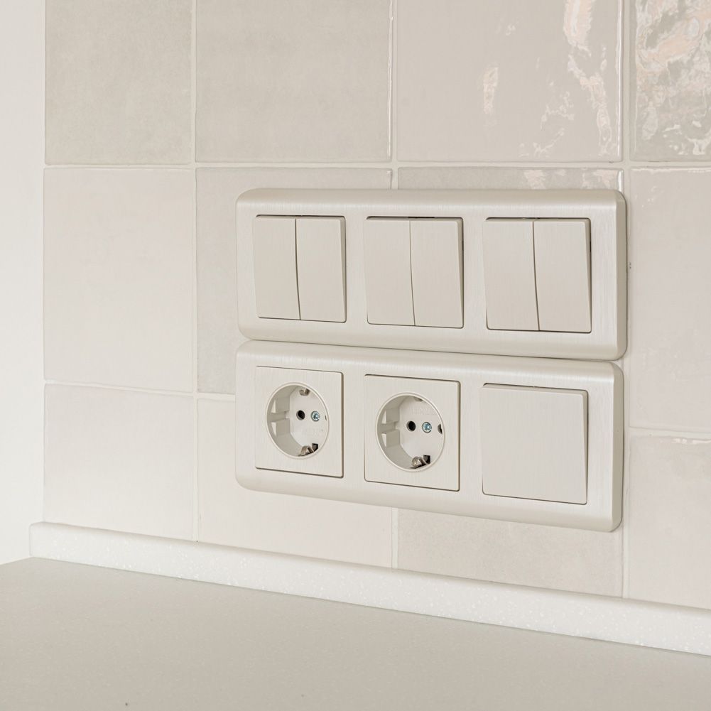 Выключатель  двухклавишный WERKEL (перламутровый рифленый) WL13-SW-2G / W1120013 / a040884