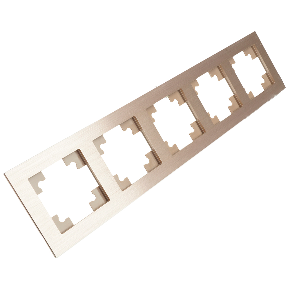 Рамка 5-местная, металл, STEKKER, MFR00-7005-02, серия Катрин, шампань