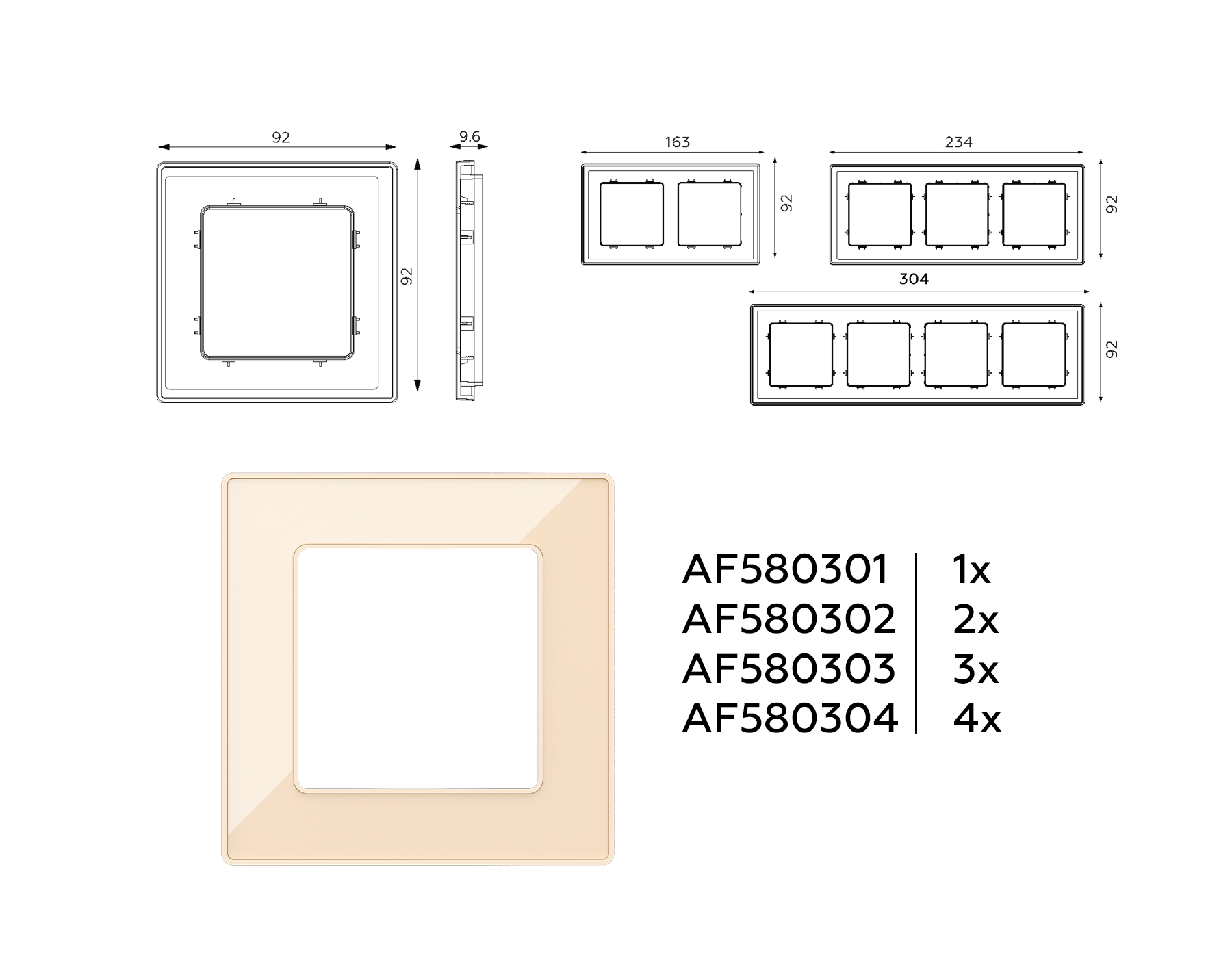 AF580304 Рамка ALFA Arctic (Бежевый Стекло органическое) 4-ая