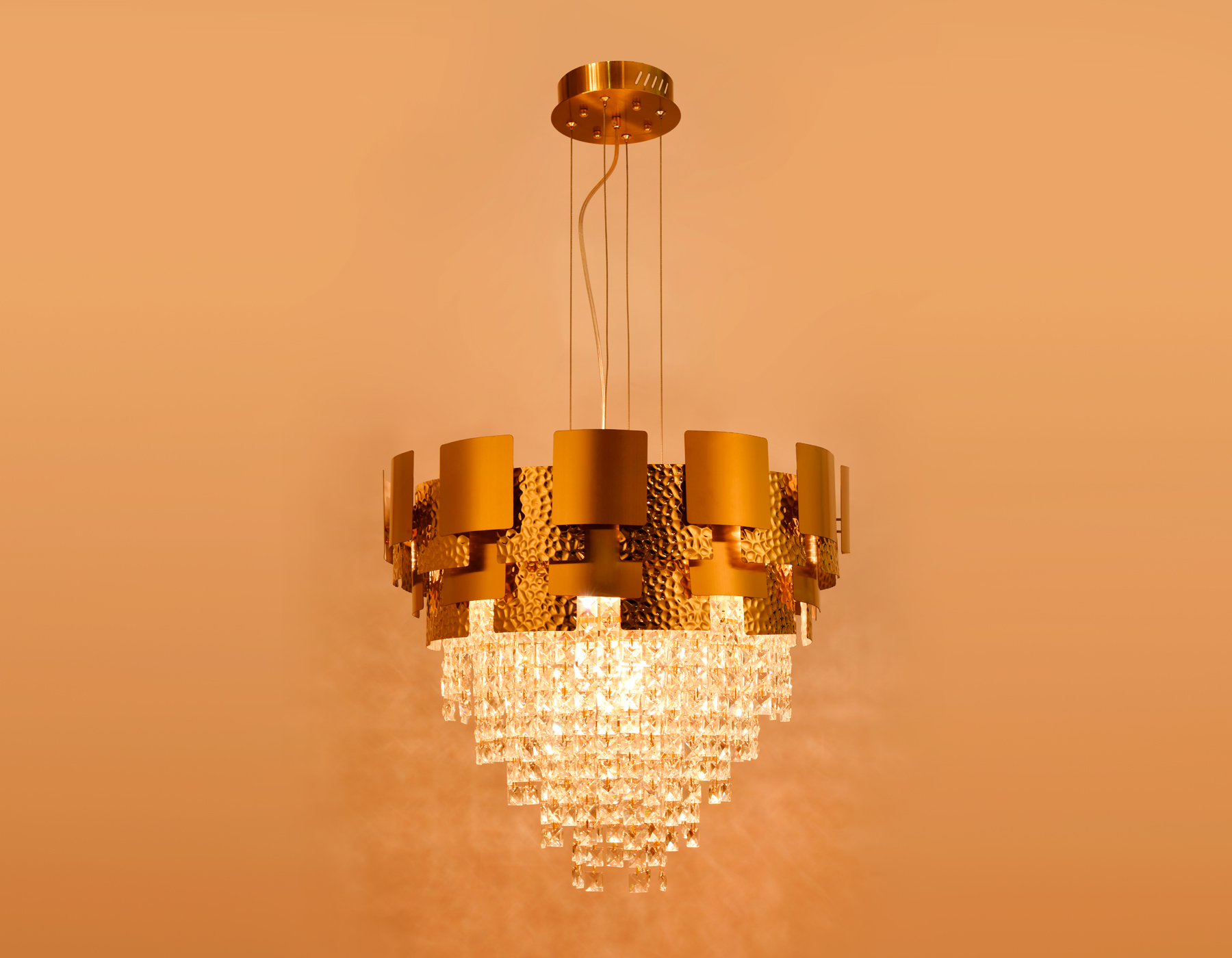 Подвесная хрустальная люстра Ambrella TR5243/9 GD/CL золото/прозрачный E14/9 max 40W D600*840