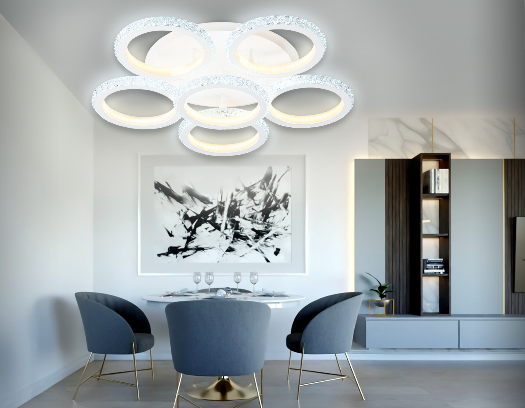 Потолочный LED светильник FA9531/5+1 WH белый 120W 6400K/3000K D520*110 (ПДУ РАДИО 2.4G)