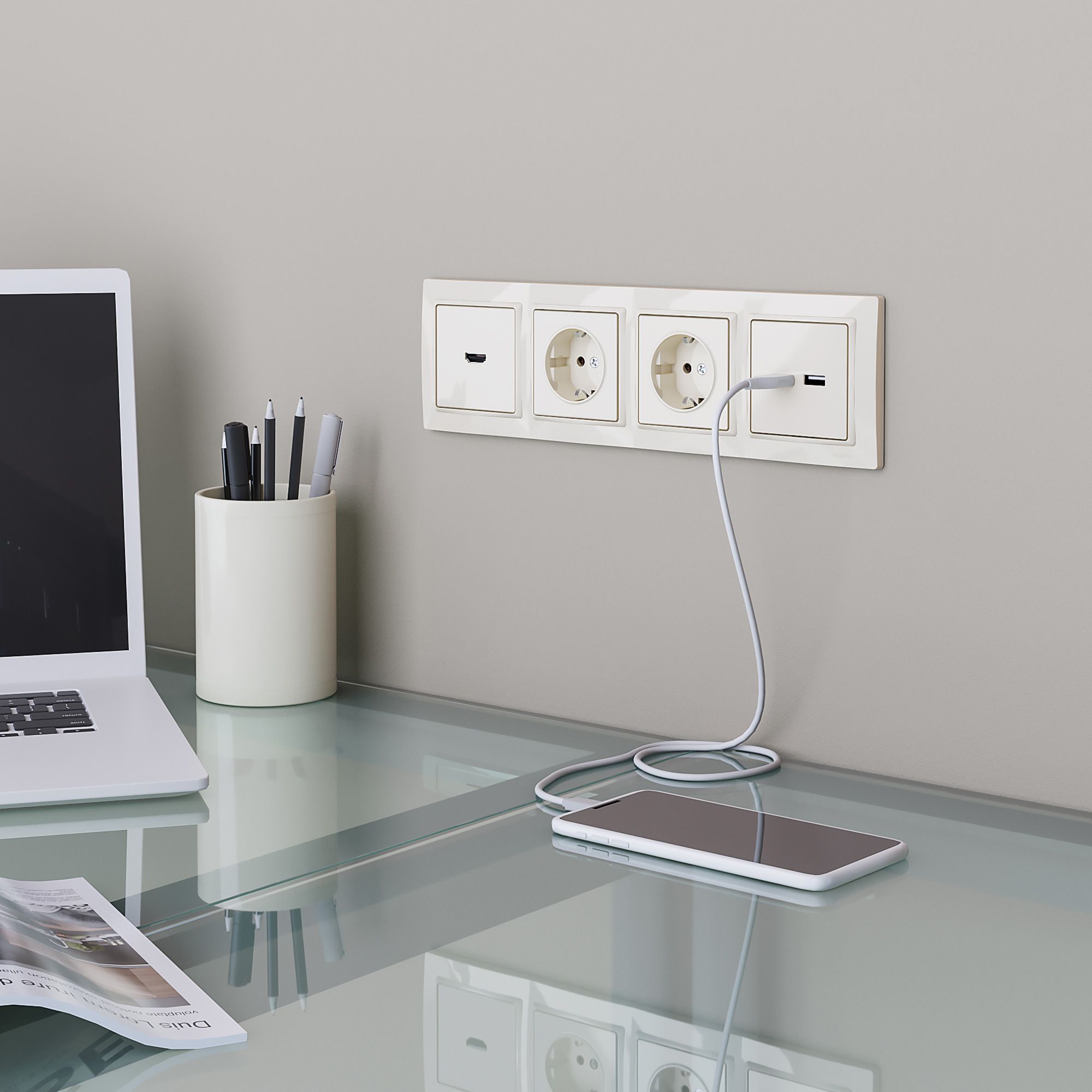 Розетка HDMI WERKEL (слоновая кость) WL03-60-11 / W1186003 / a036555