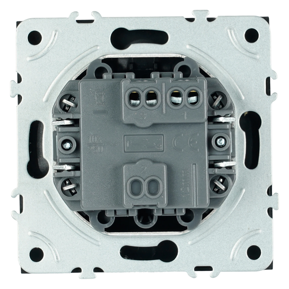 Выключатель 1-клавишный самовозвратный (механизм), STEKKER, 250В, 10А, серия Эмили, RSW10-5112-05, черный уголь, soft touch