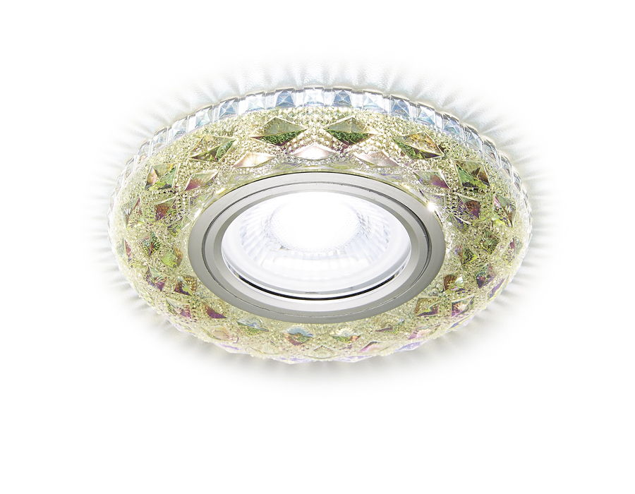 Встраиваемый светильник Ambrella S288 PR хром/перламутровый Хрусталь/MR16+3W(LED WHITE)