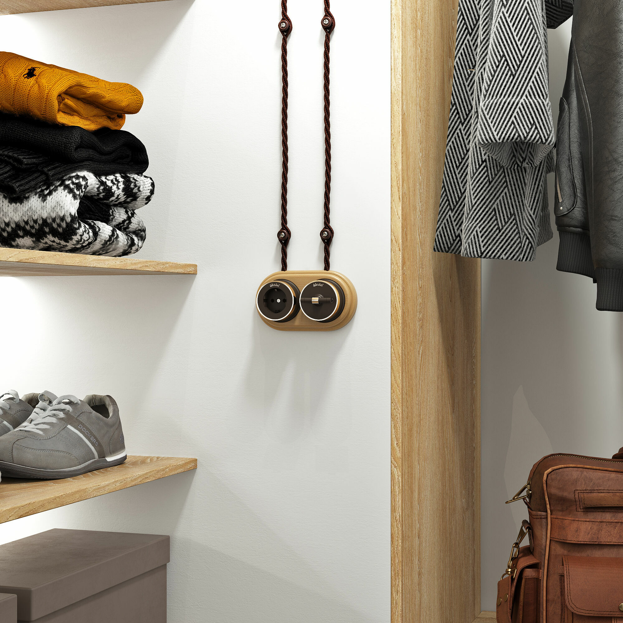 Переключатель / выключатель одноклавишный Vintage Werkel (мокко матовый/хром) W5812052