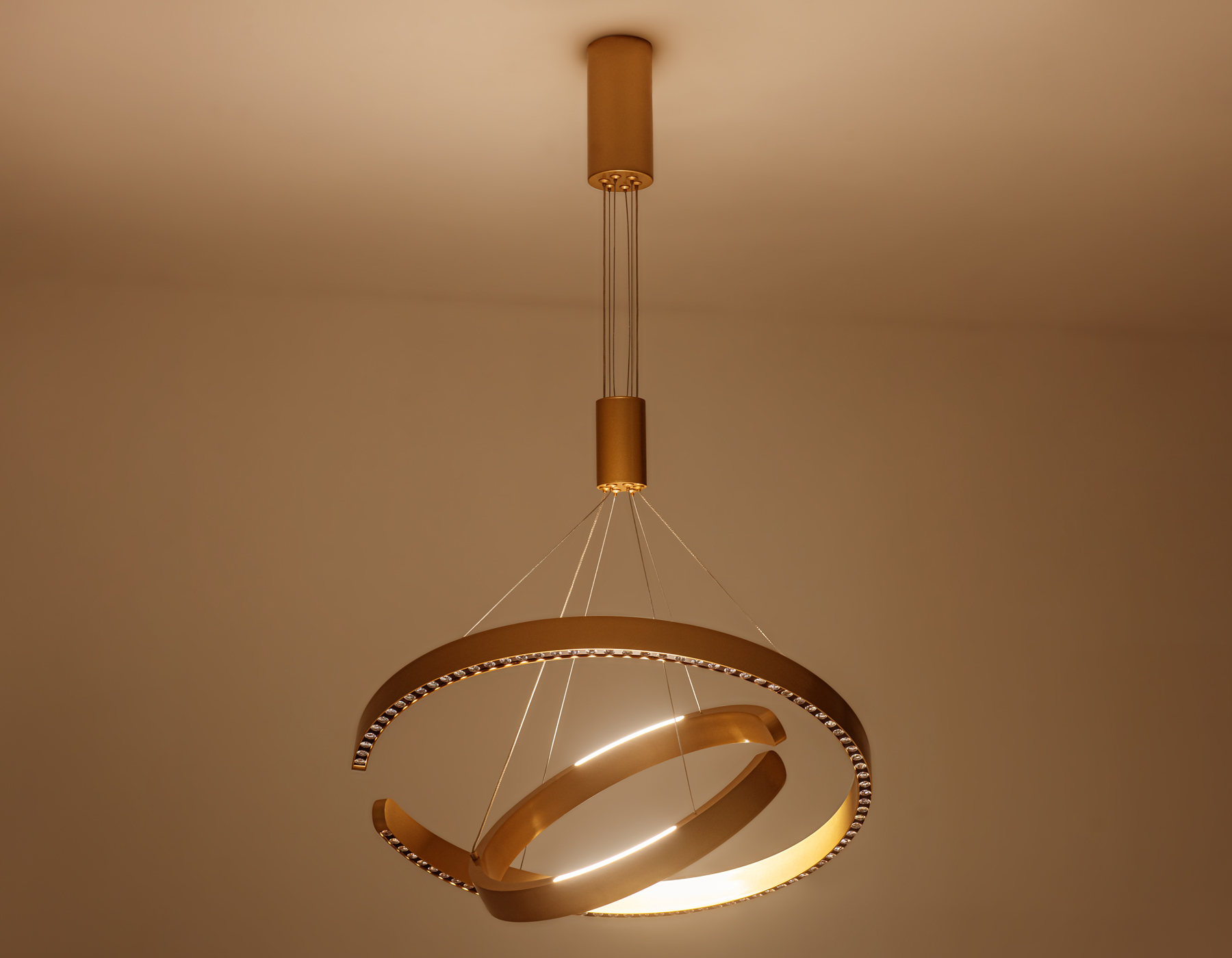 Подвесной LED светильник FL5885/2 GD золото 45W 3000K/4200K/6400K D600/400*1200 (без ПДУ)