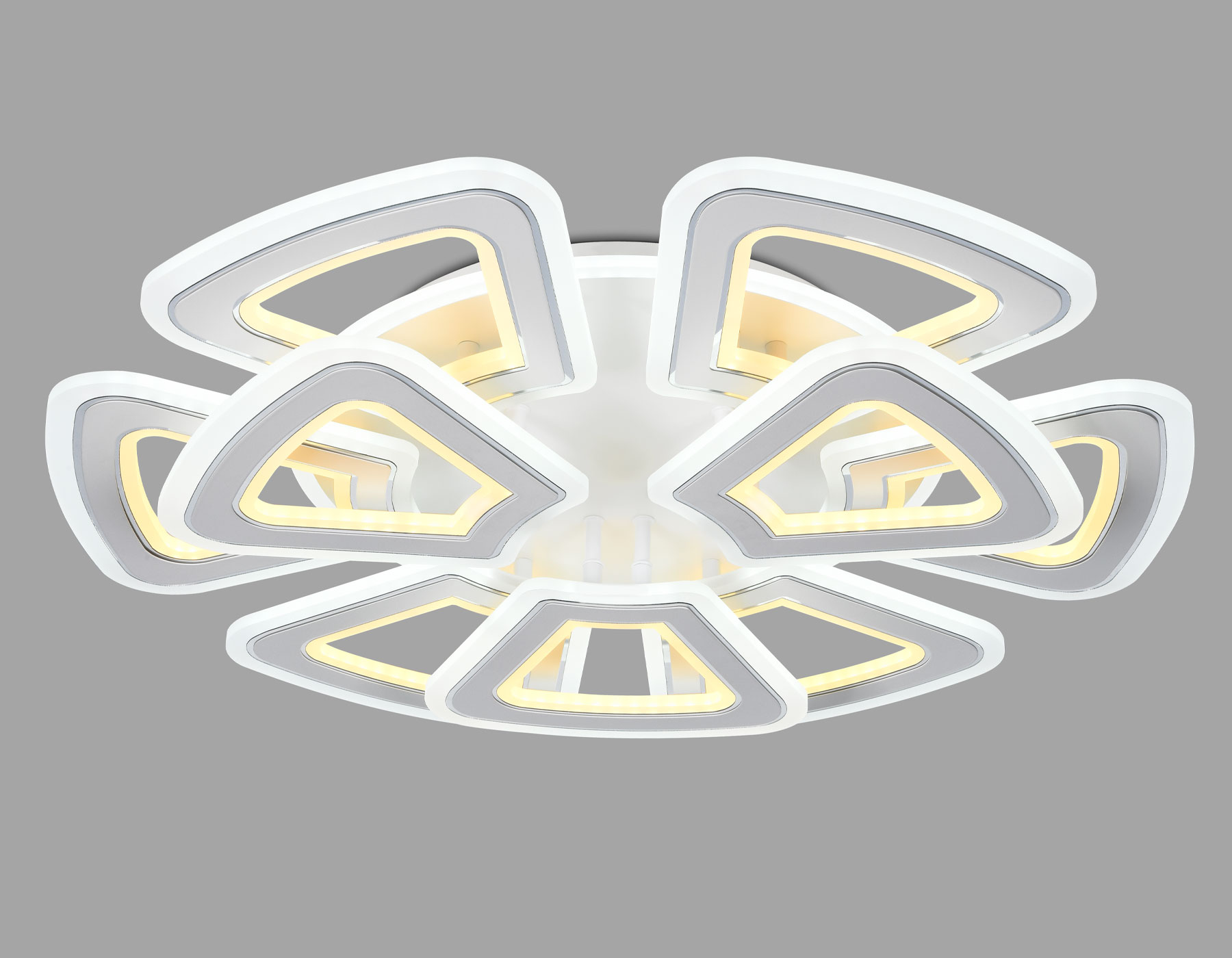 Потолочный светильник Ambrella FA8892/6+3 WH/CH белый/хром 210W 3000K/4200K/6400K 650*640*130 (ПДУ РАДИО 2.4G)