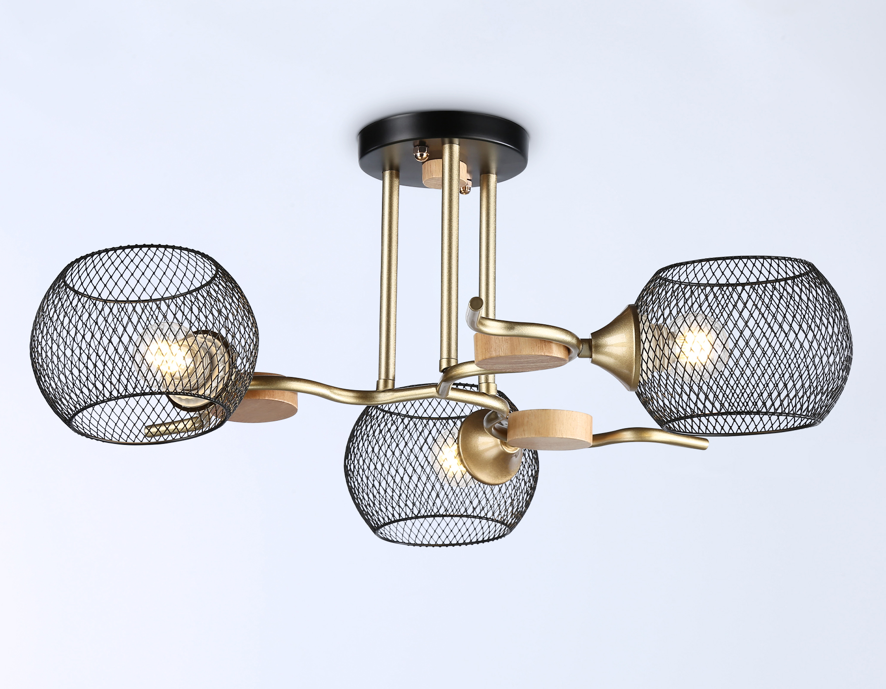 Светильник потолочный Ambrella TR80164/3 BK/GD черный/золото E27/3 max 40W D580*220