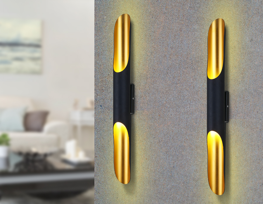 Настенный светодиодный светильник Ambrella FW237/2 CF/GD кофе/золото G9/2 max 40W 600*60*80  (лампы LED G9 7W 4200K в комплекте)