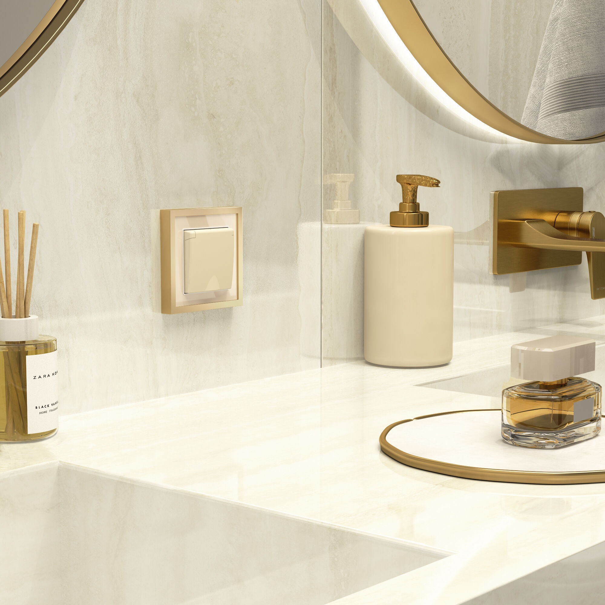 Рамка на 1 пост Baguette Werkel (айвори/латунь) W0012851