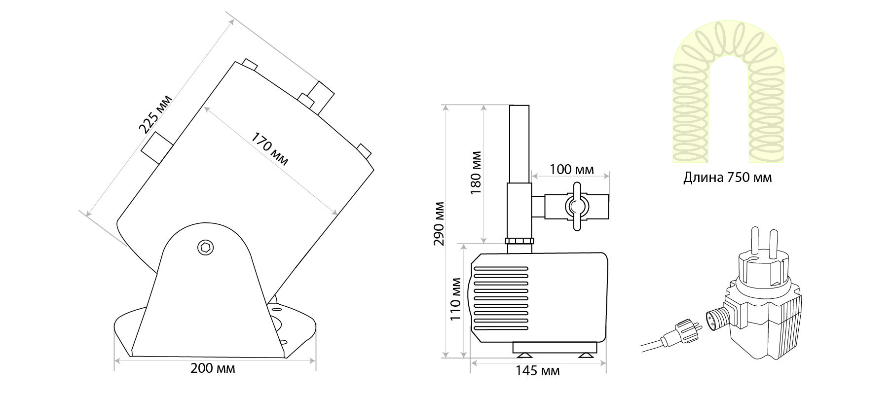 Насос фонтанный со светодиодной подсветкой Feron FPL103,  D195*H273, 3W, 12-24V