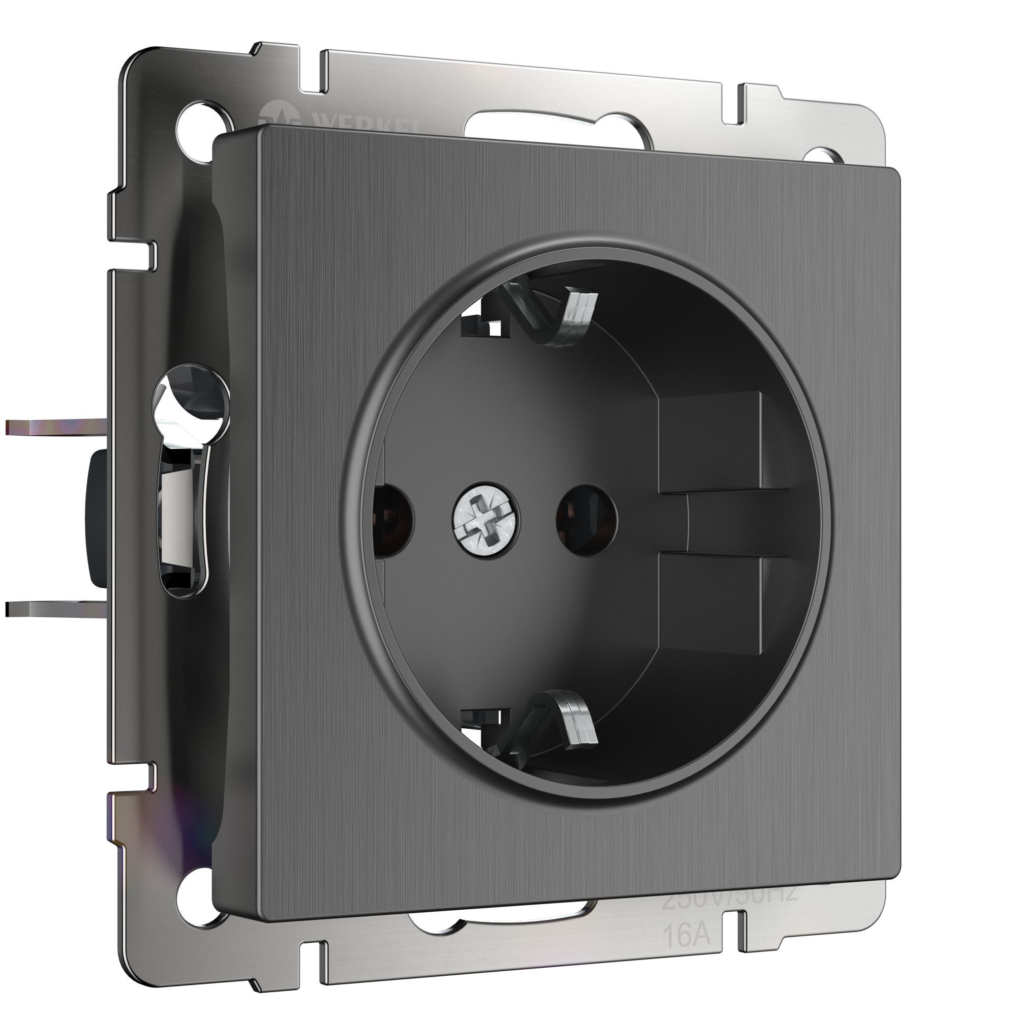 Розетка с заземлением WERKEL (графит рифленый) WL04-SKG-01-IP20 / W1171004 / a046602
