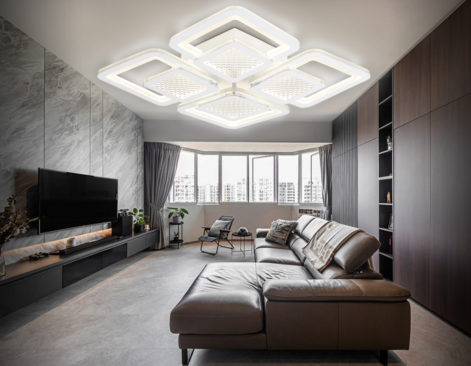 Потолочный LED светильник FA4283/4+4 WH белый 100W 3000K+6400K/4200K/6400K+3000K 435*435*70 (ПДУ ИК)