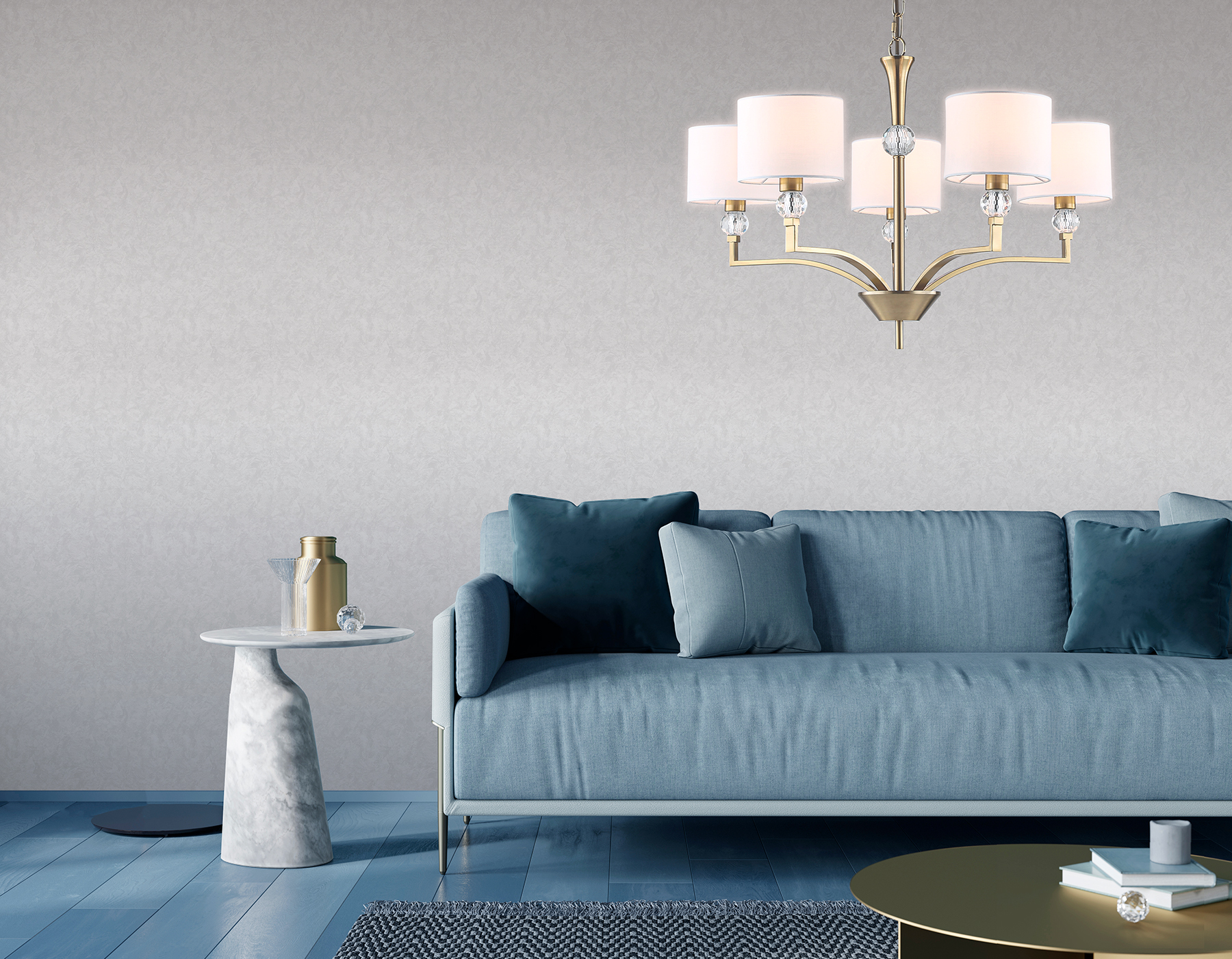 LH71131/5 BS/WH латунь/белый E14/5 max 40W D660*880