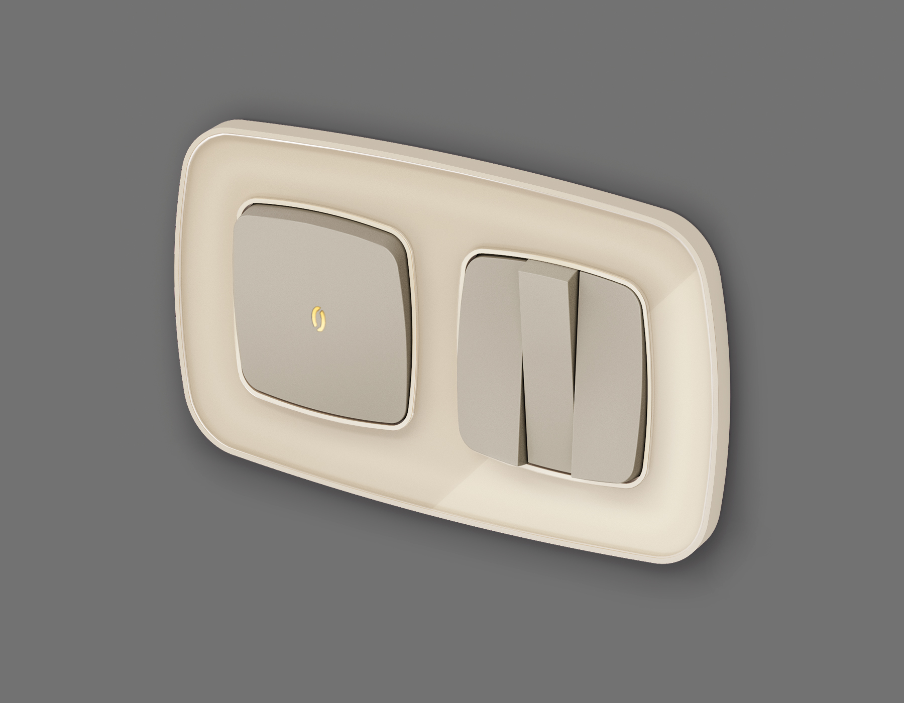 OP3650 Лицевая панель OMEGA (Серо-бежевый матовый) для 3-кл выключателей QUANT