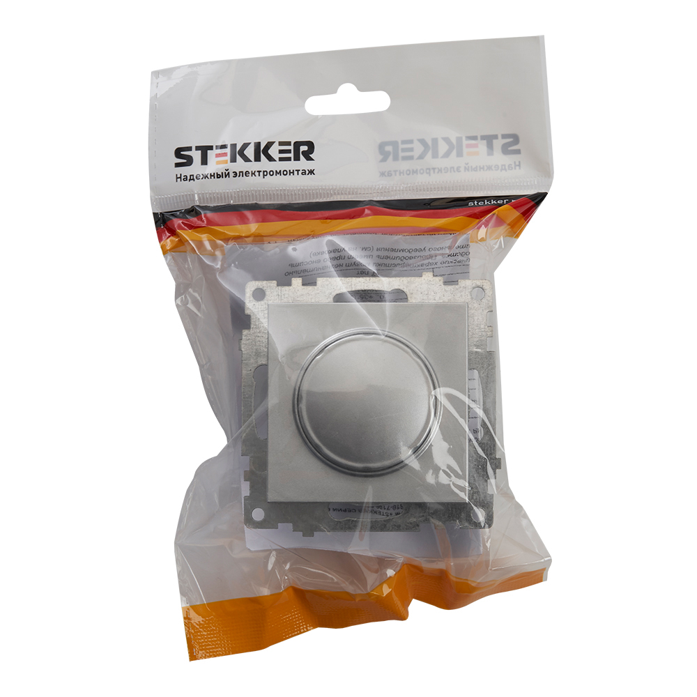 Выключатель диммирующий TRIAC(механизм), STEKKER GLS10-7106-03, 250V, 500W, серия Катрин, серебро