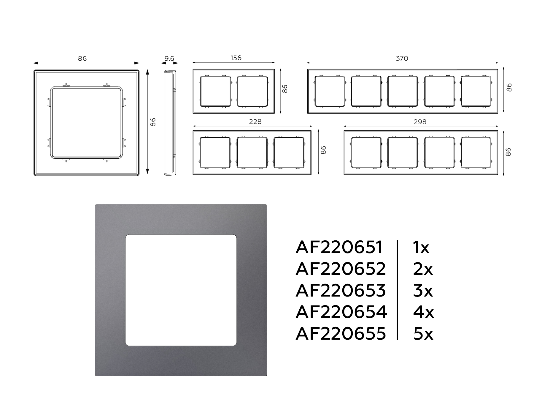 AF220655 Рамка ALFA Techno (Антрацит серый) 5-ая