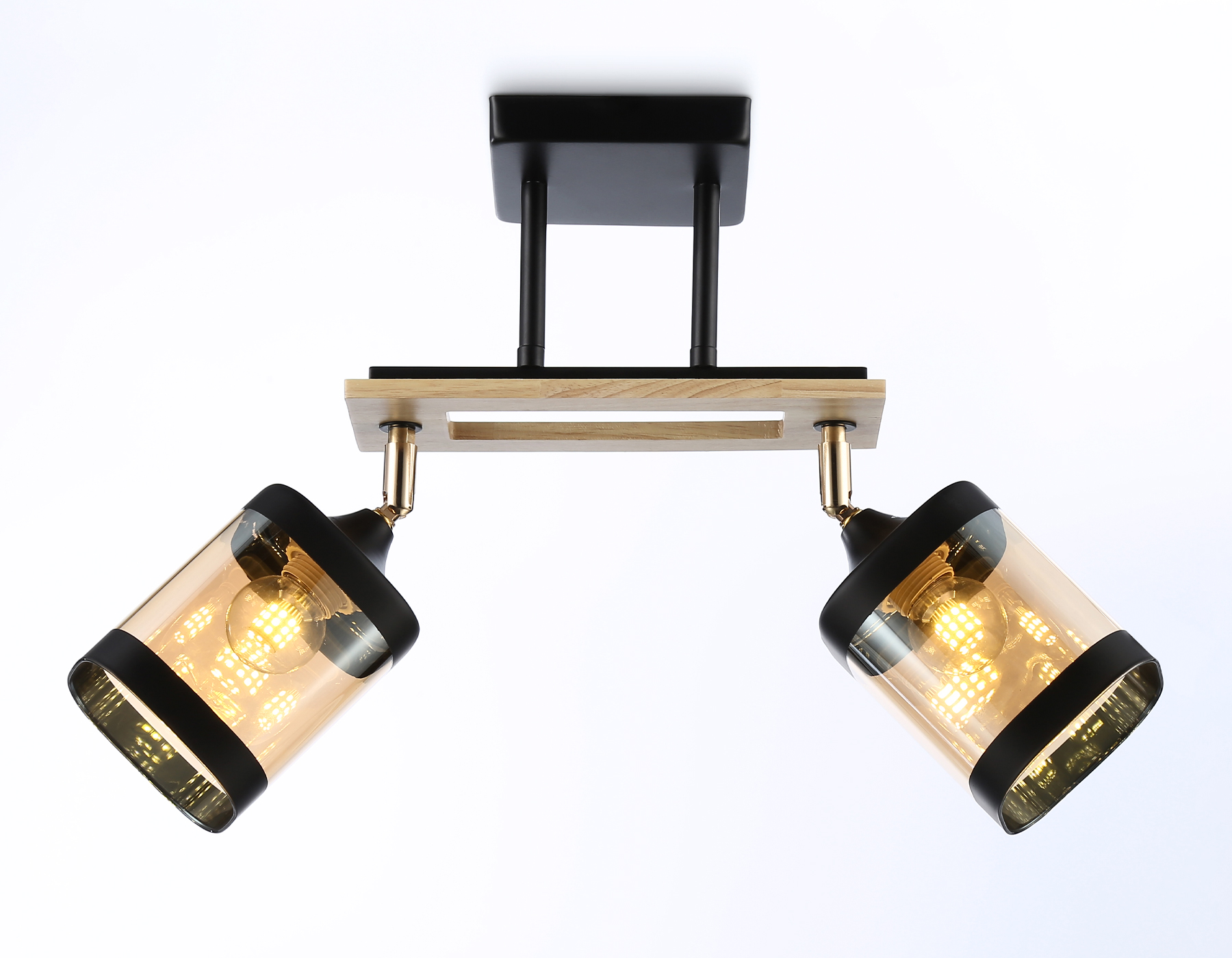 Светильник подвесной Ambrella TR9525/2 BK/FGD/TI черный/золото/янтарь E27/2 max 40W 510*100*270