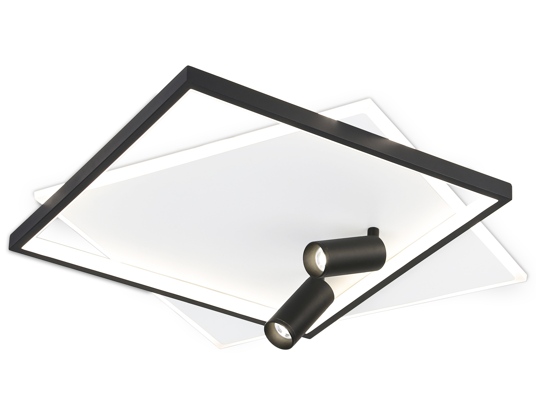 Потолочный LED светильник LED светильник FL5138/2+2 WH/BK белый/черный 77W 3000K/4200K/6400K+4200K 505*493*130 (ПДУ ИК)